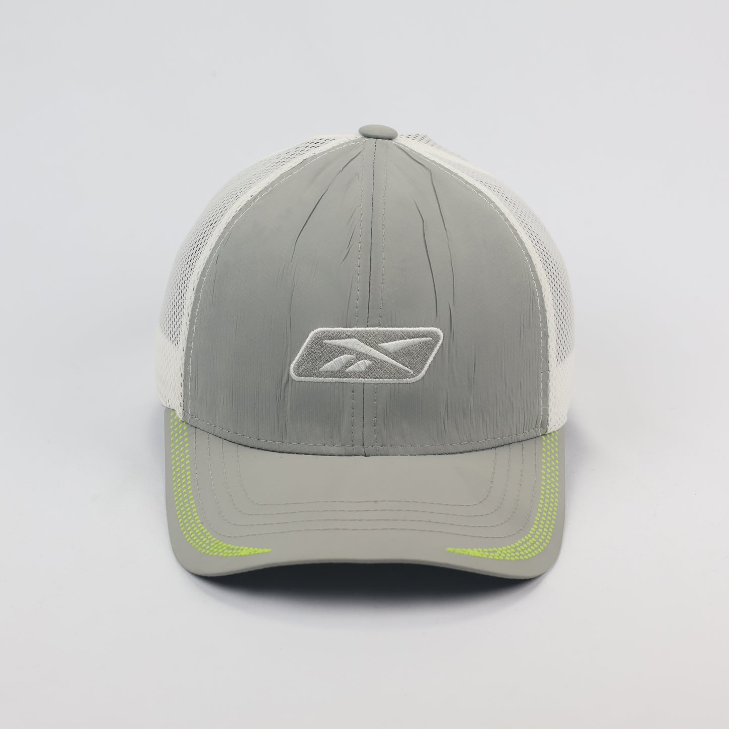 Retro Reebok Mesh Back Snapback Thrifted Cap - Sporty Grey/White