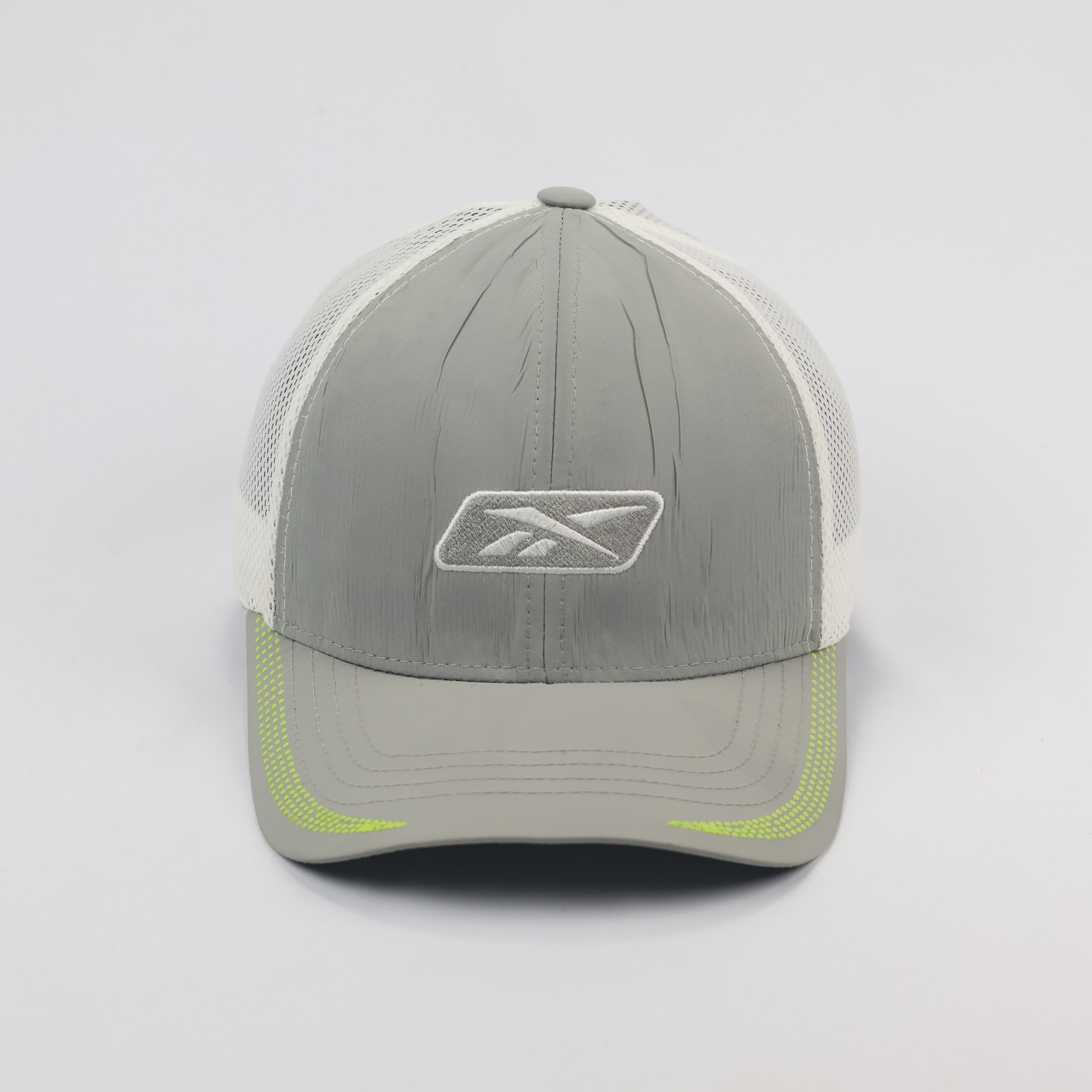 Retro Reebok Mesh Back Snapback Thrifted Cap - Sporty Grey/White