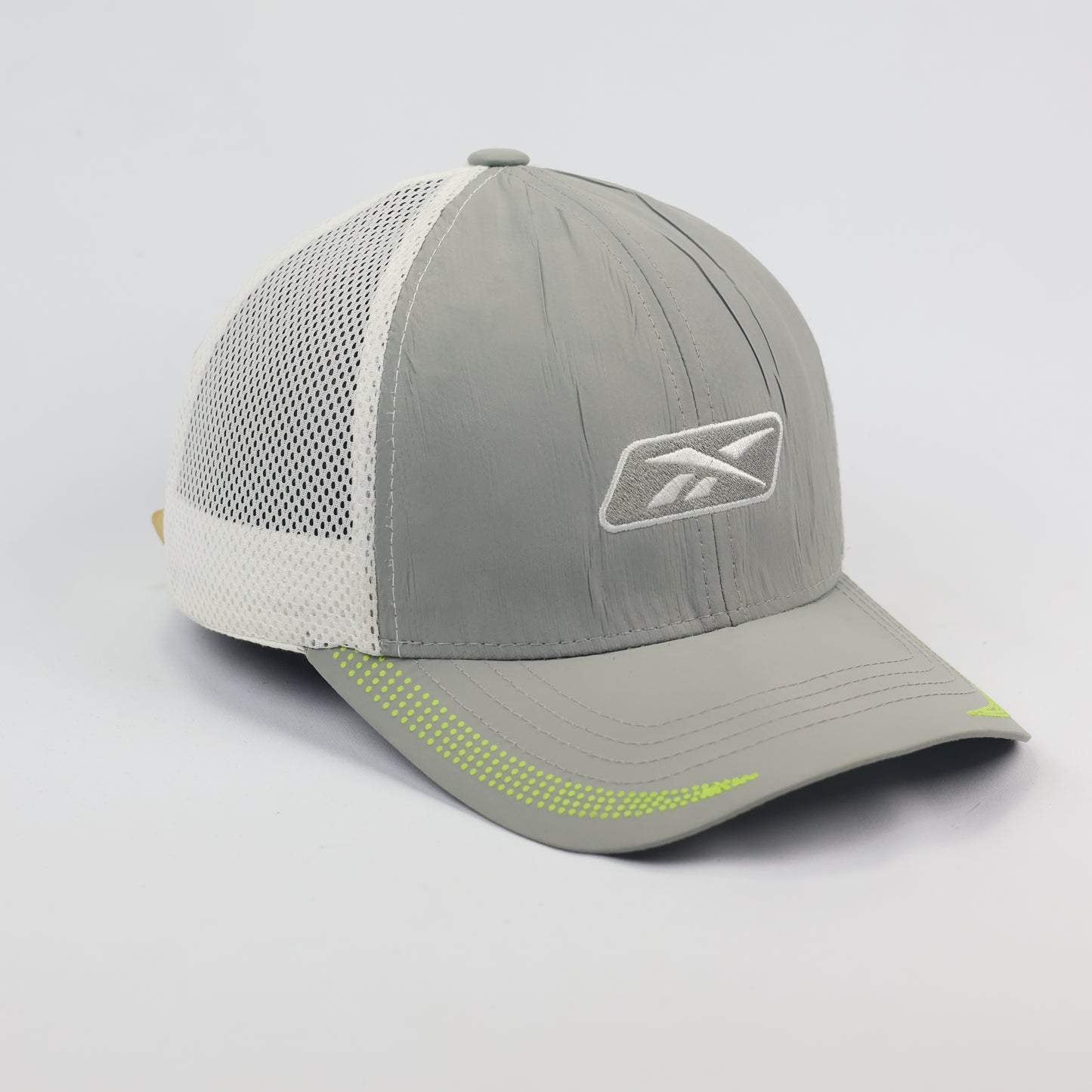 Retro Reebok Mesh Back Snapback Thrifted Cap - Sporty Grey/White