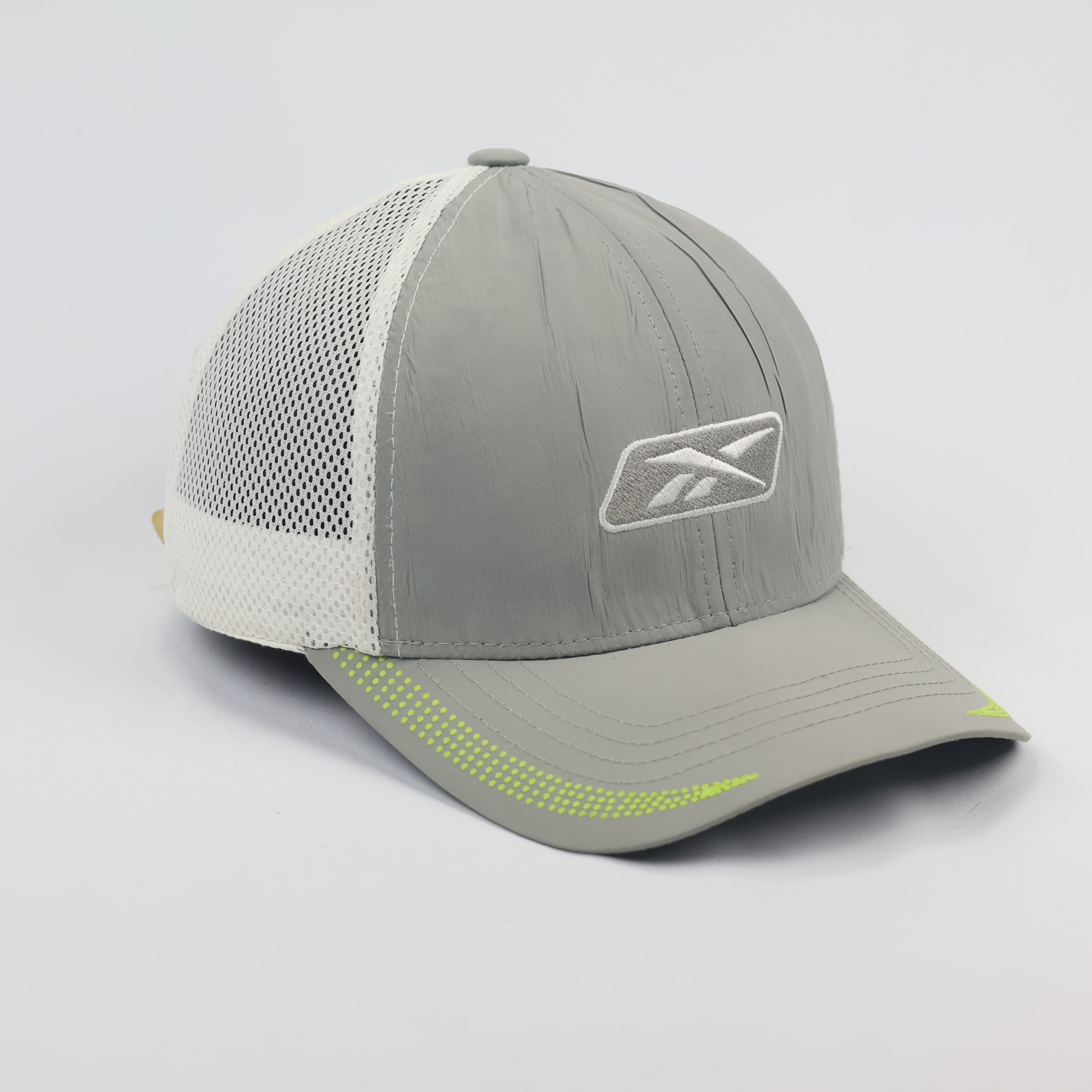 Retro Reebok Mesh Back Snapback Thrifted Cap - Sporty Grey/White