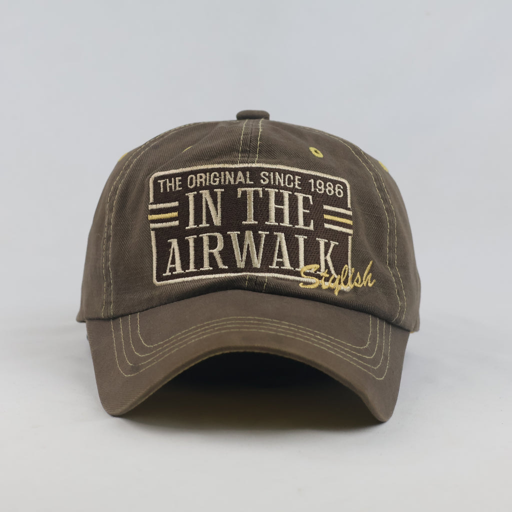 Thrifted Airwalk 1986 Olive & Yellow Two-Tone Strapback Hat