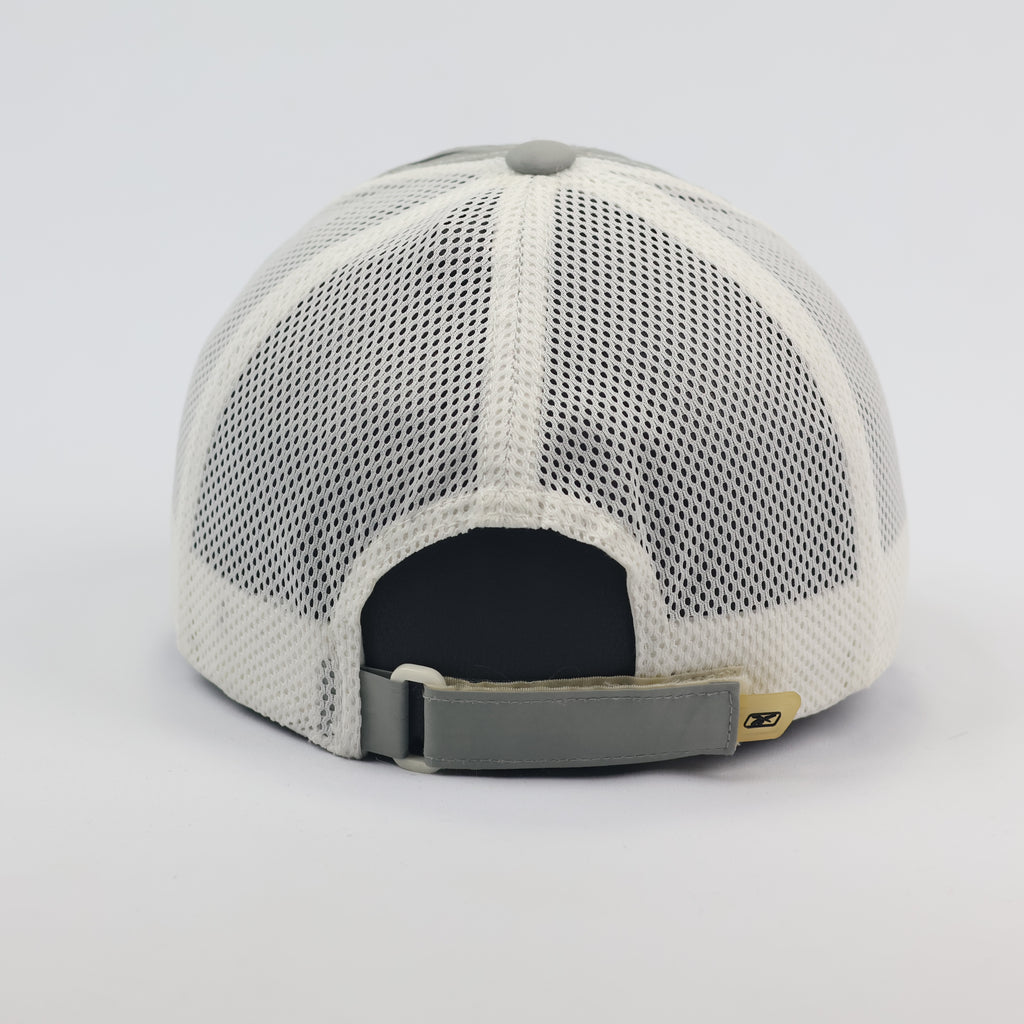 Retro Reebok Mesh Back Snapback Thrifted Cap - Sporty Grey/White