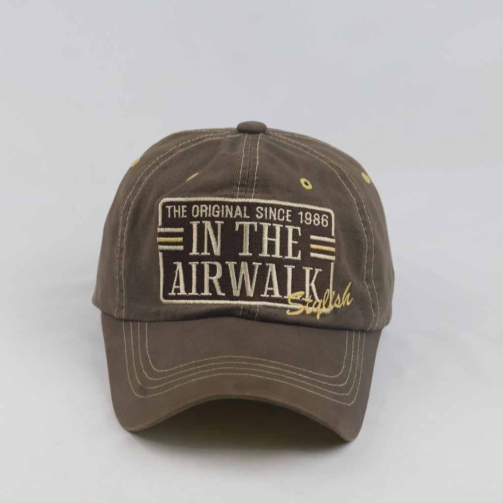Thrifted Airwalk 1986 Olive & Yellow Two-Tone Strapback Hat