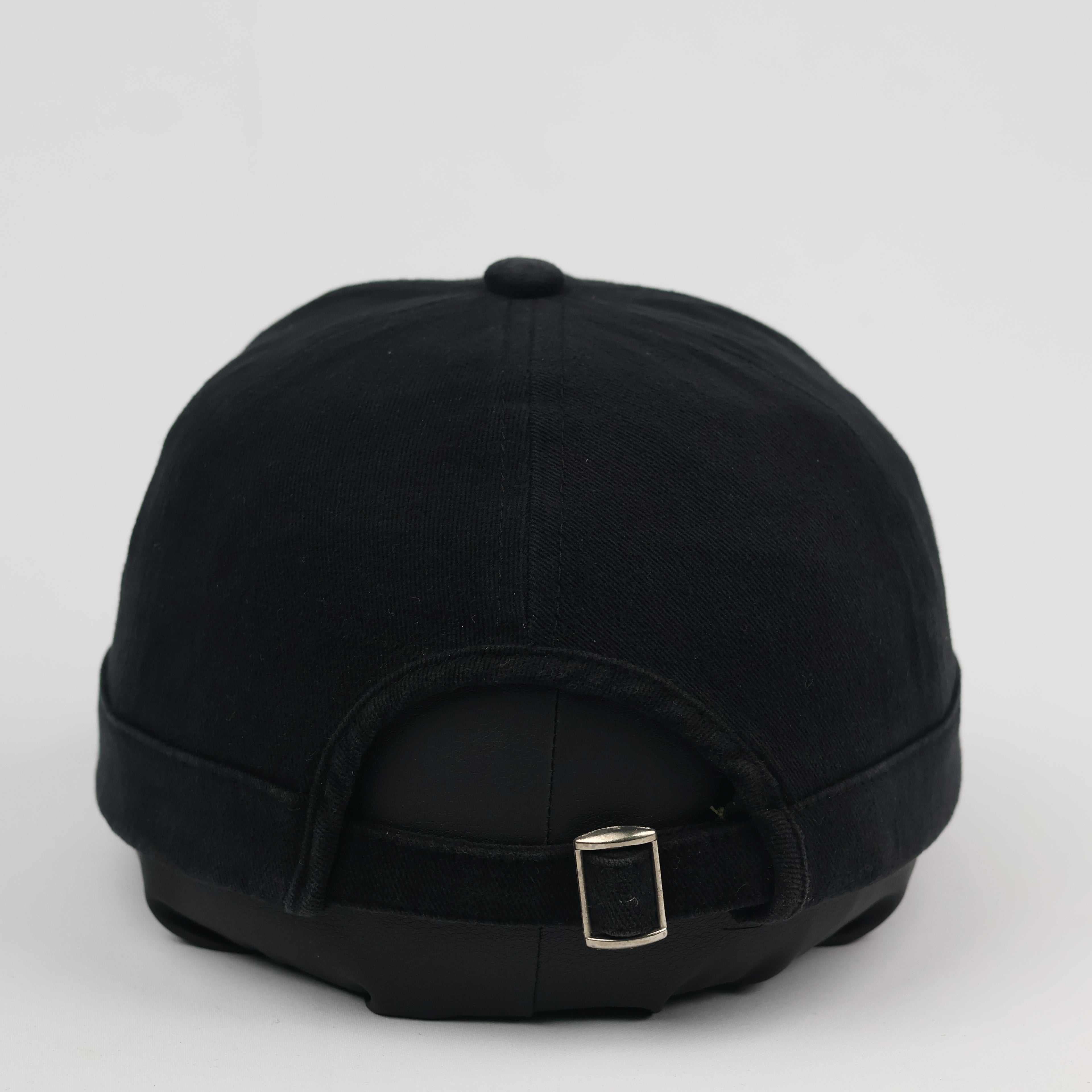 Minimalist Black Fisherman Cap - Short Visor Brimless Style Hat - Unisex