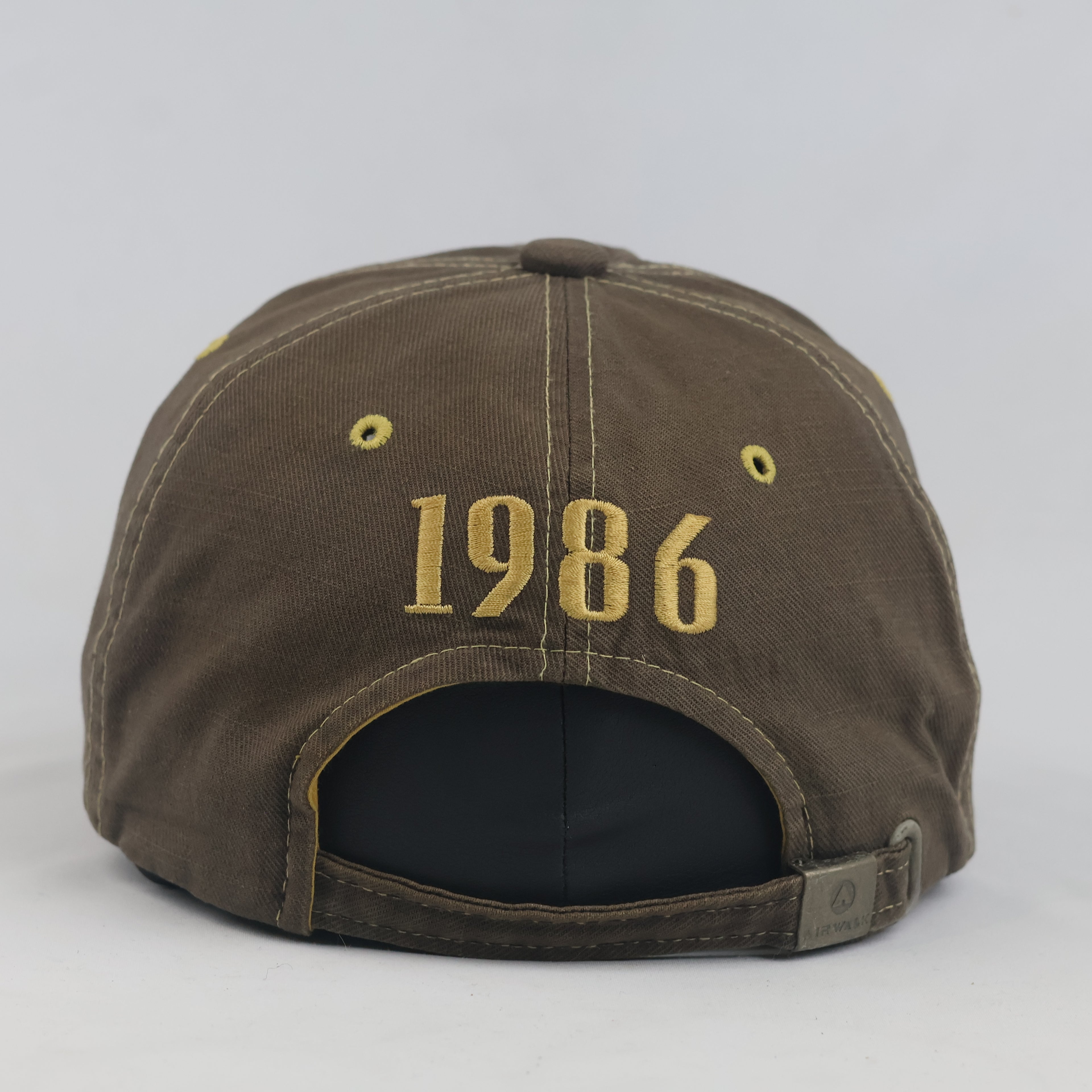 Thrifted Airwalk 1986 Olive & Yellow Two-Tone Strapback Hat