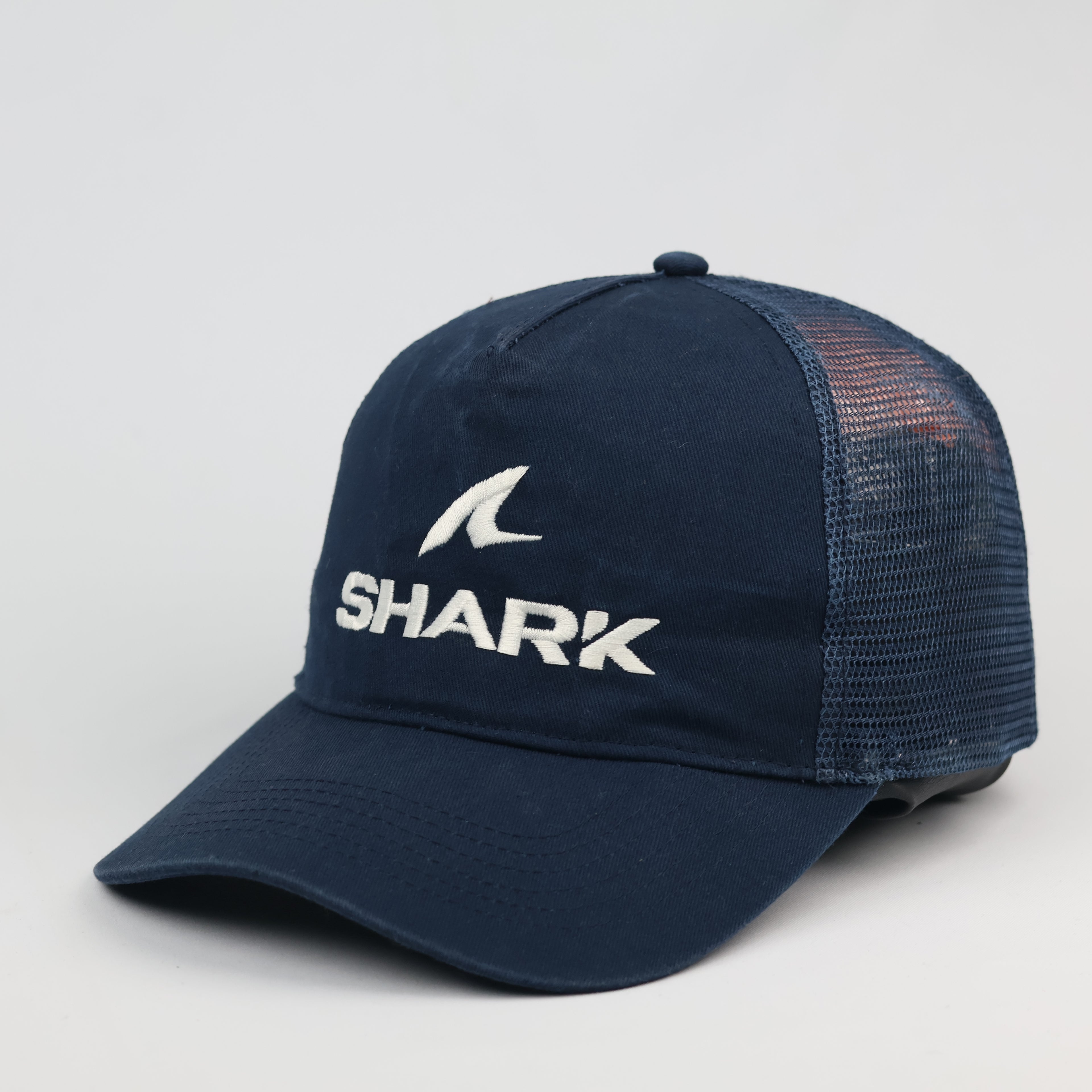 Beechfield "Shark" Logo Navy Blue Vintage Trucker Thrifted Cap