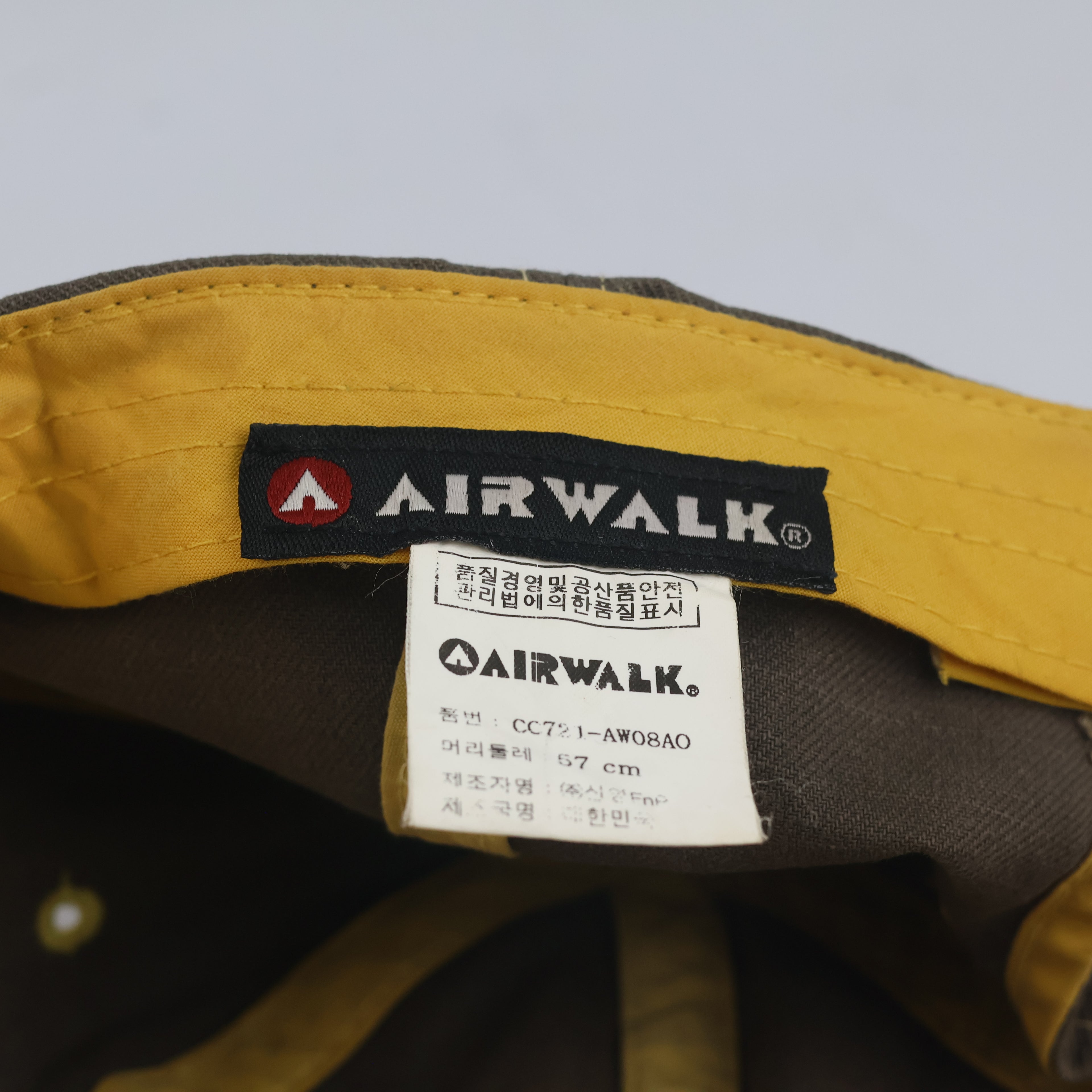 Thrifted Airwalk 1986 Olive & Yellow Two-Tone Strapback Hat