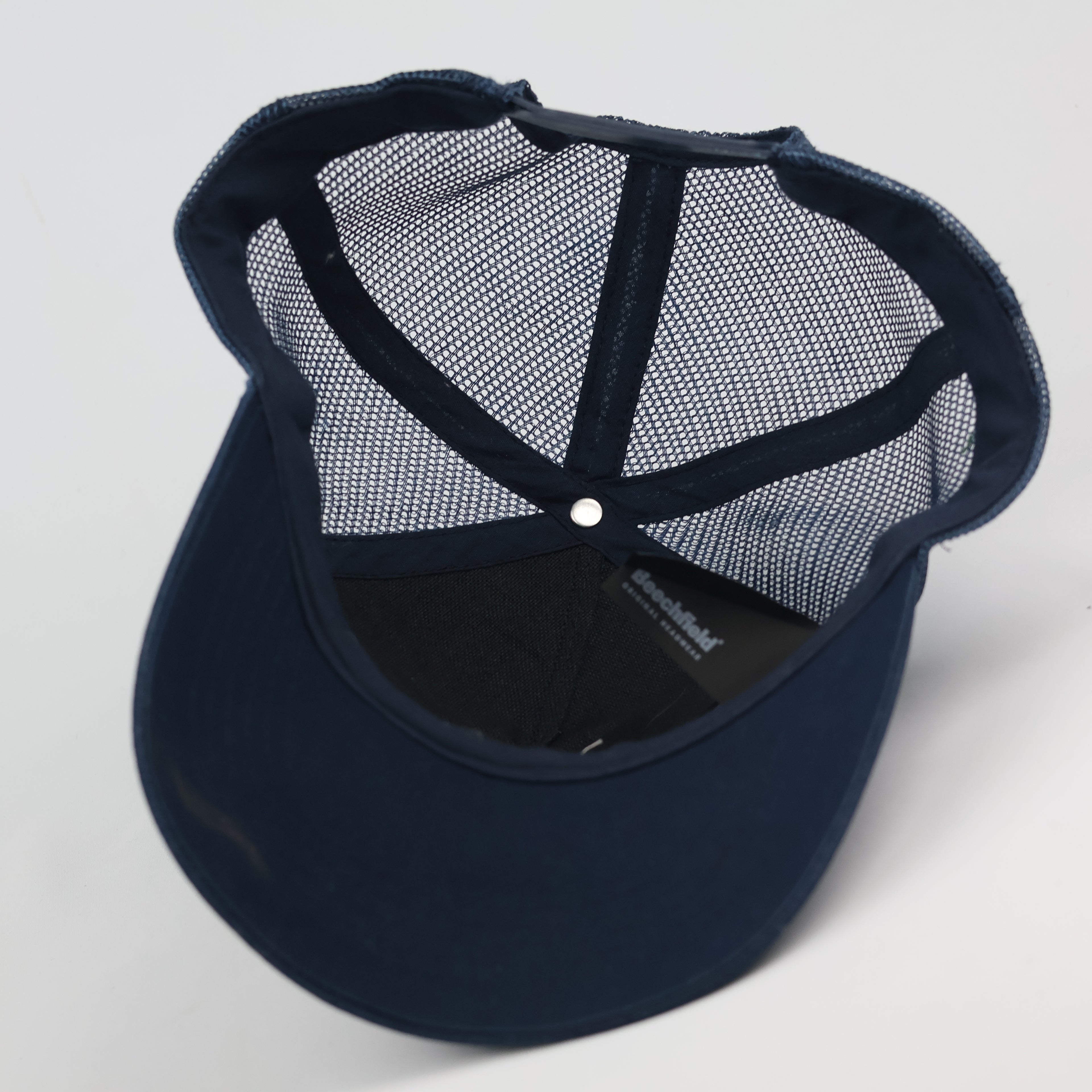 Beechfield "Shark" Logo Navy Blue Vintage Trucker Thrifted Cap