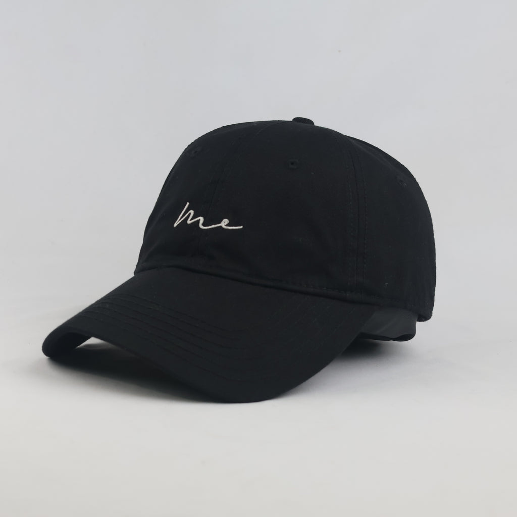 Thrifted BigHead Planet Black "me" Cursive Script Strapback Hat