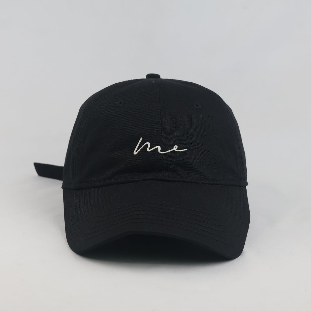 Thrifted BigHead Planet Black "me" Cursive Script Strapback Hat