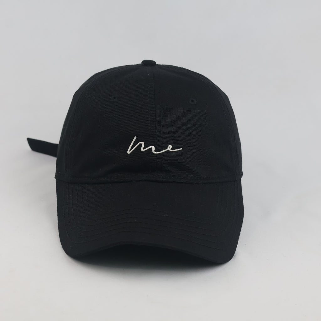 Thrifted BigHead Planet Black "me" Cursive Script Strapback Hat