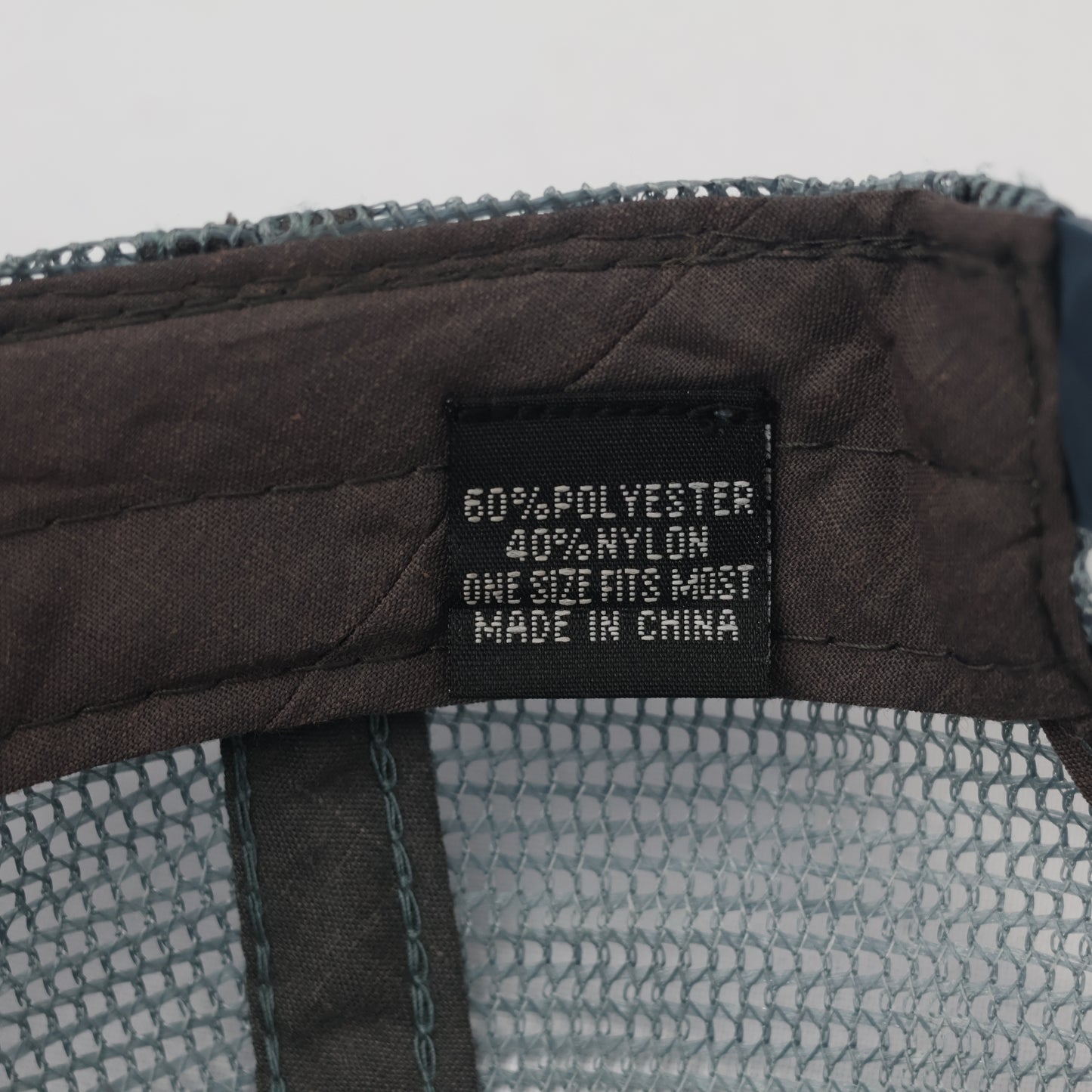 Retro Diamond Quilt Trucker Thrifted Cap - Grey with Red Stitching