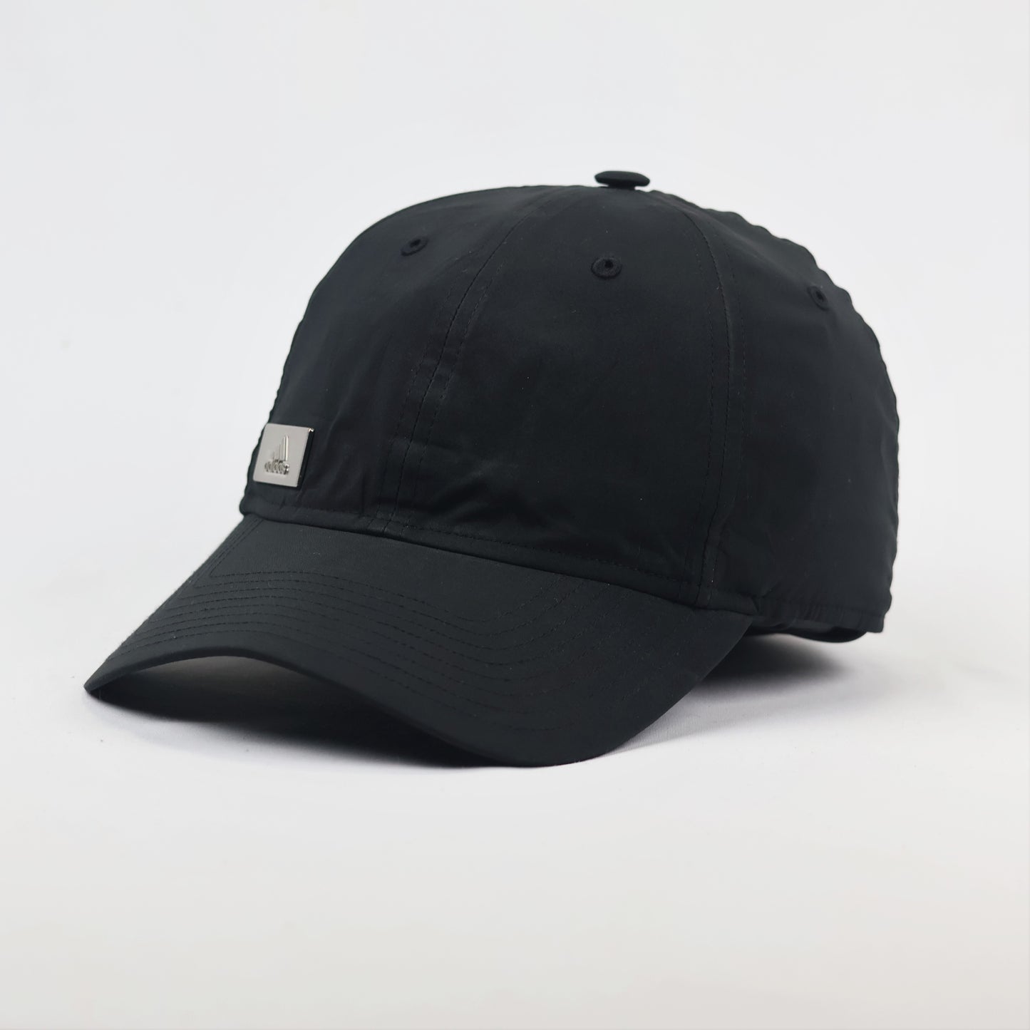 Sleek Adidas OSFM Black Baseball Thrifted Hat - Metallic Logo Streetwear