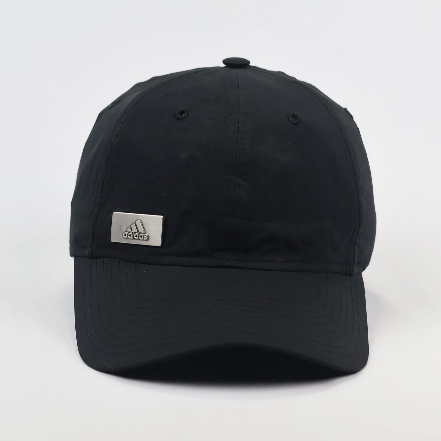 Sleek Adidas OSFM Black Baseball Thrifted Hat - Metallic Logo Streetwear