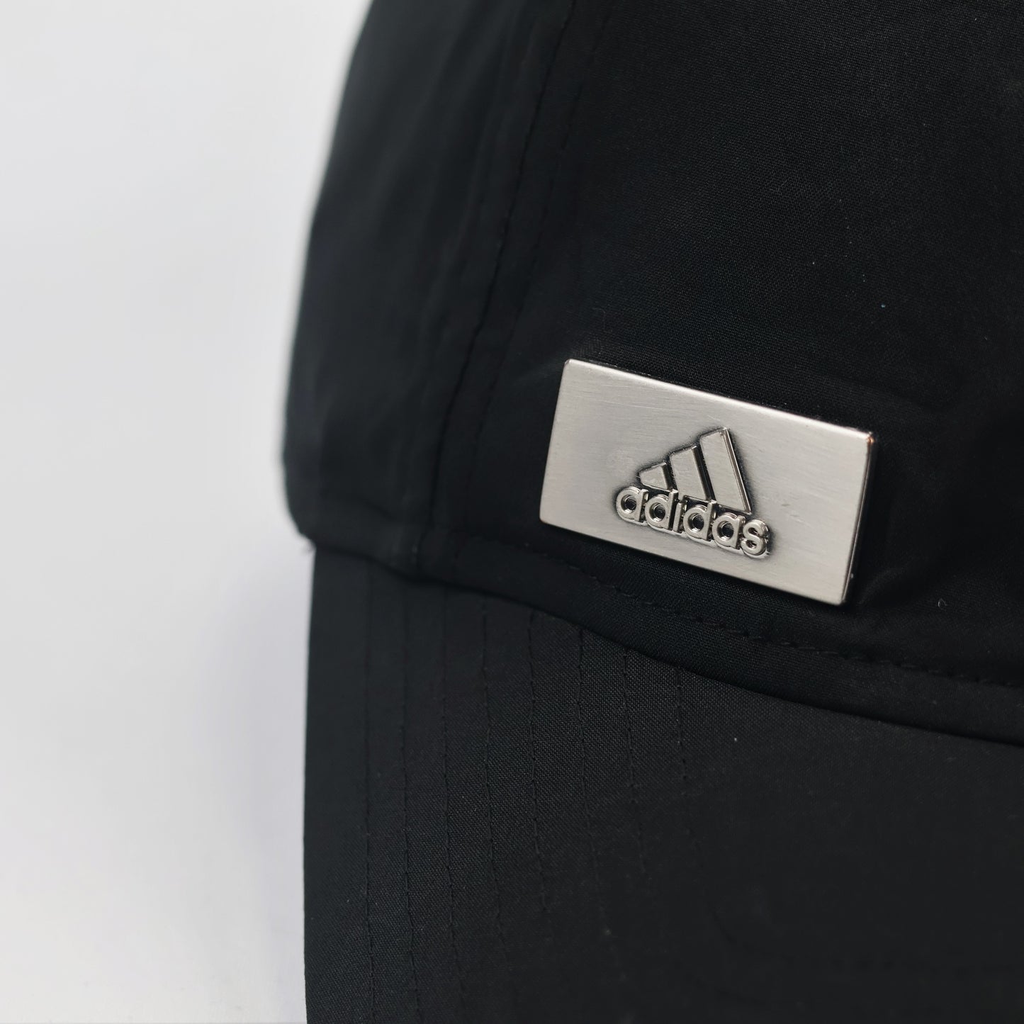 Sleek Adidas OSFM Black Baseball Thrifted Hat - Metallic Logo Streetwear