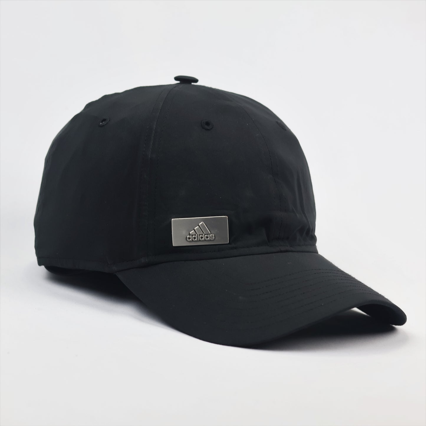 Sleek Adidas OSFM Black Baseball Thrifted Hat - Metallic Logo Streetwear