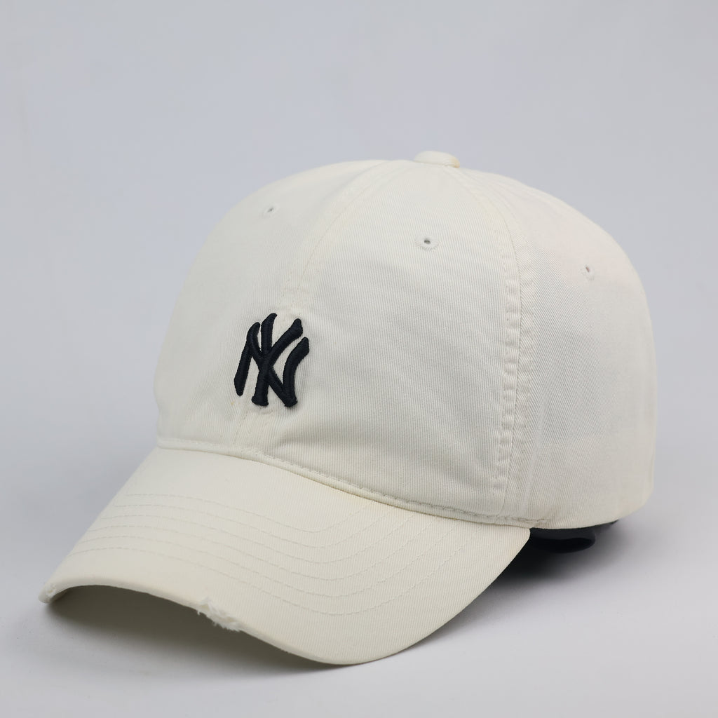 Vintage MLB New York Yankees Off-White Distressed Dad Thrifted Hat