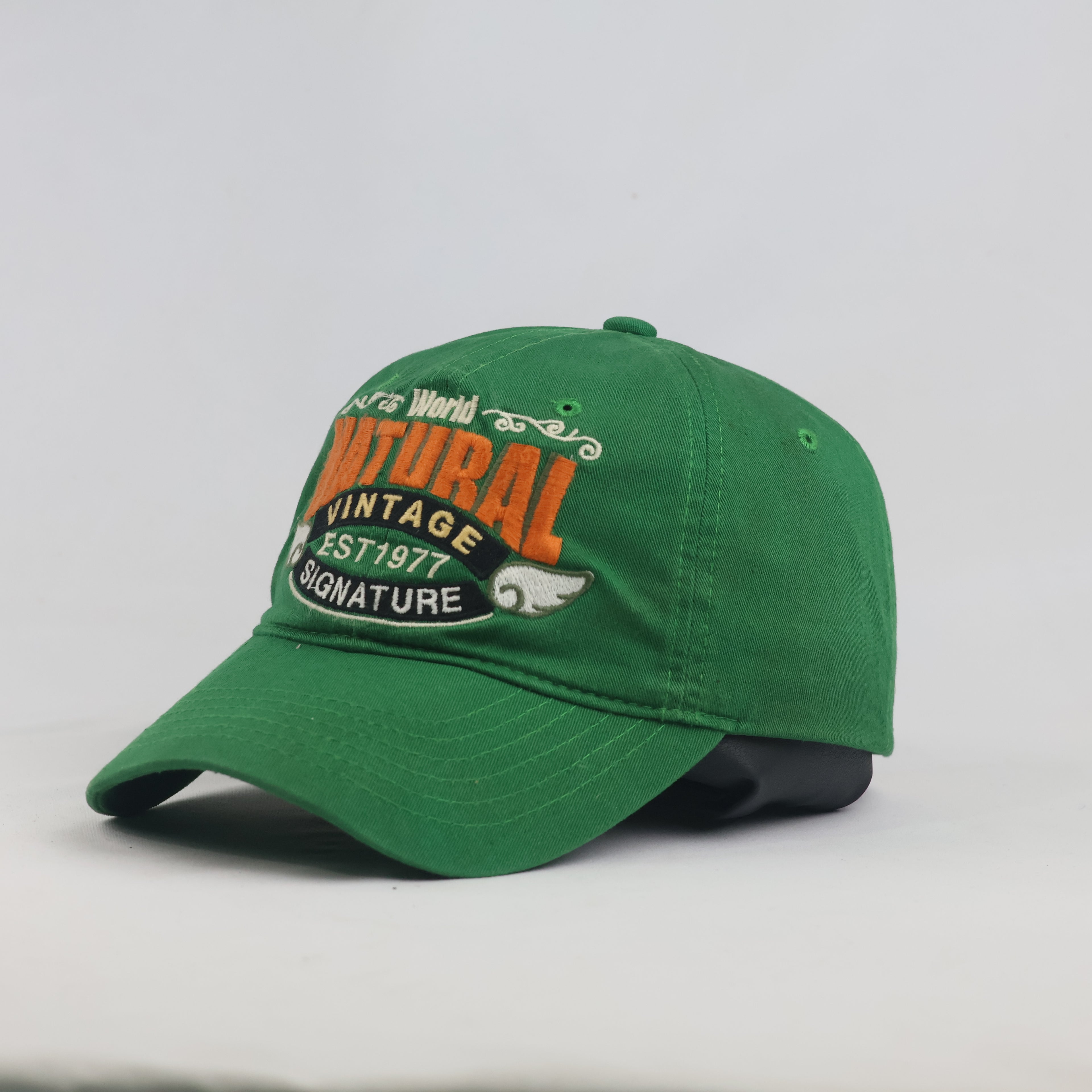 Thrifted Green & Orange "World Natural Vintage" Graphic Strapback Hat
