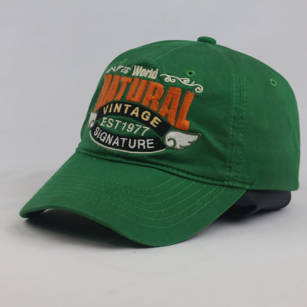 Thrifted Green & Orange "World Natural Vintage" Graphic Strapback Hat
