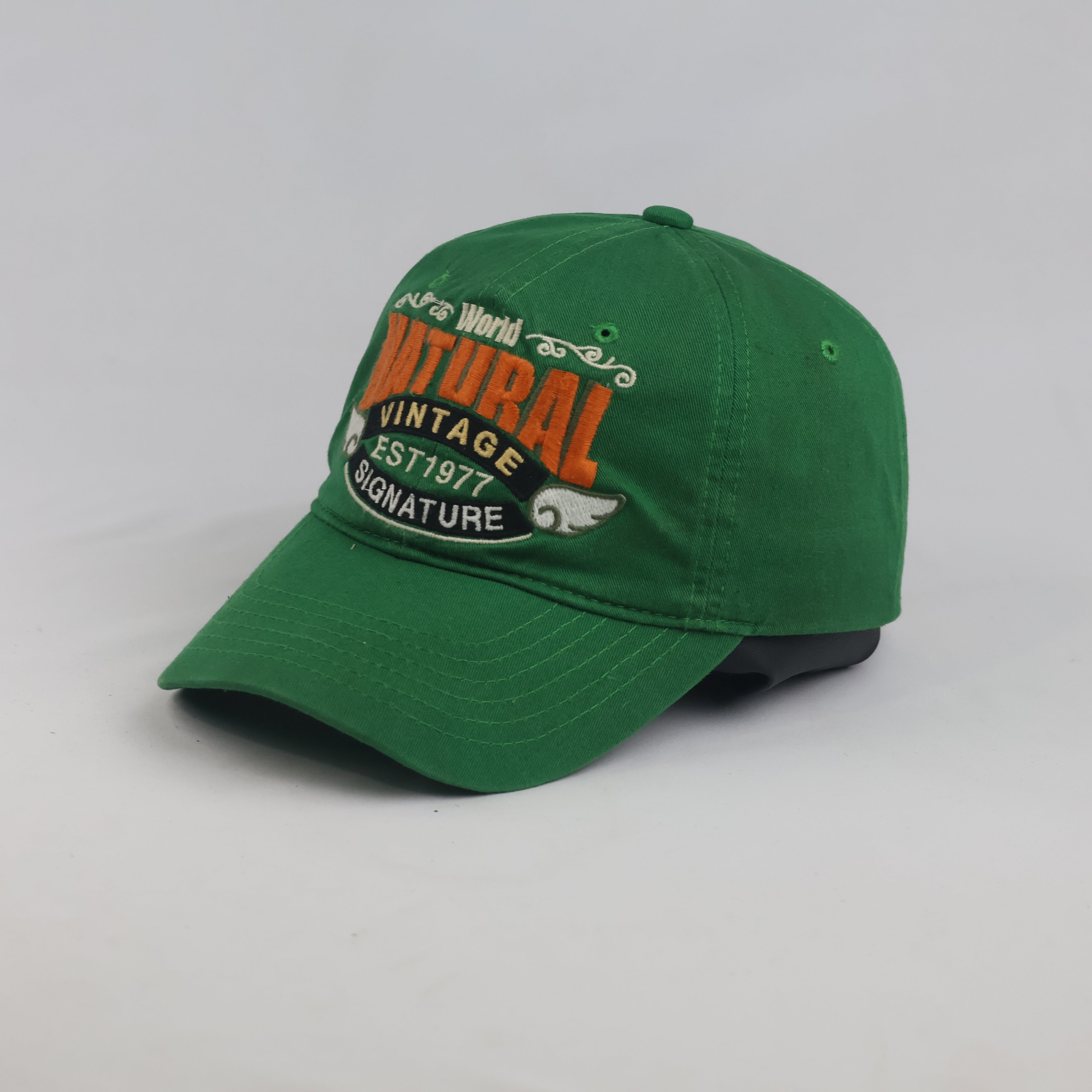 Thrifted Green & Orange "World Natural Vintage" Graphic Strapback Hat