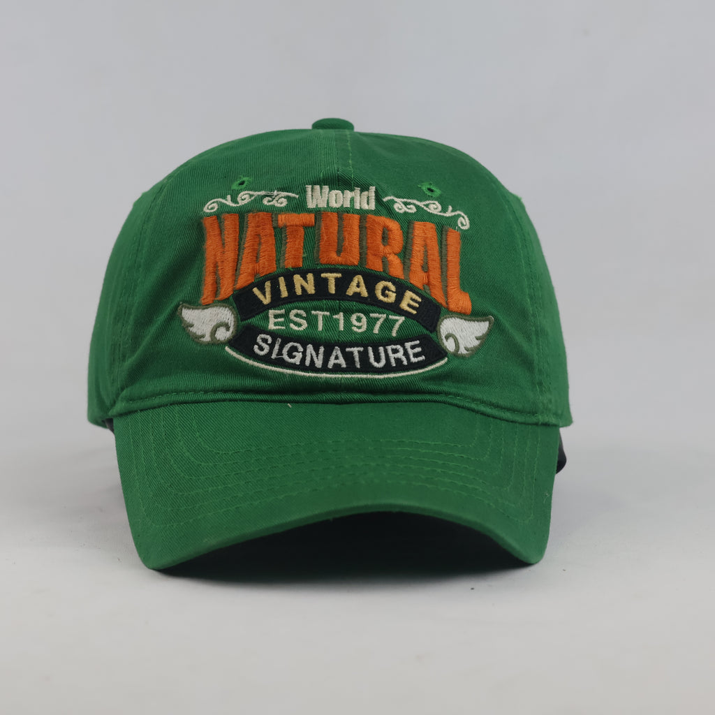 Thrifted Green & Orange "World Natural Vintage" Graphic Strapback Hat