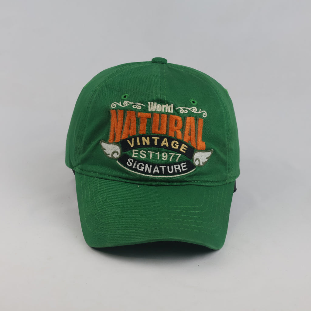 Thrifted Green & Orange "World Natural Vintage" Graphic Strapback Hat