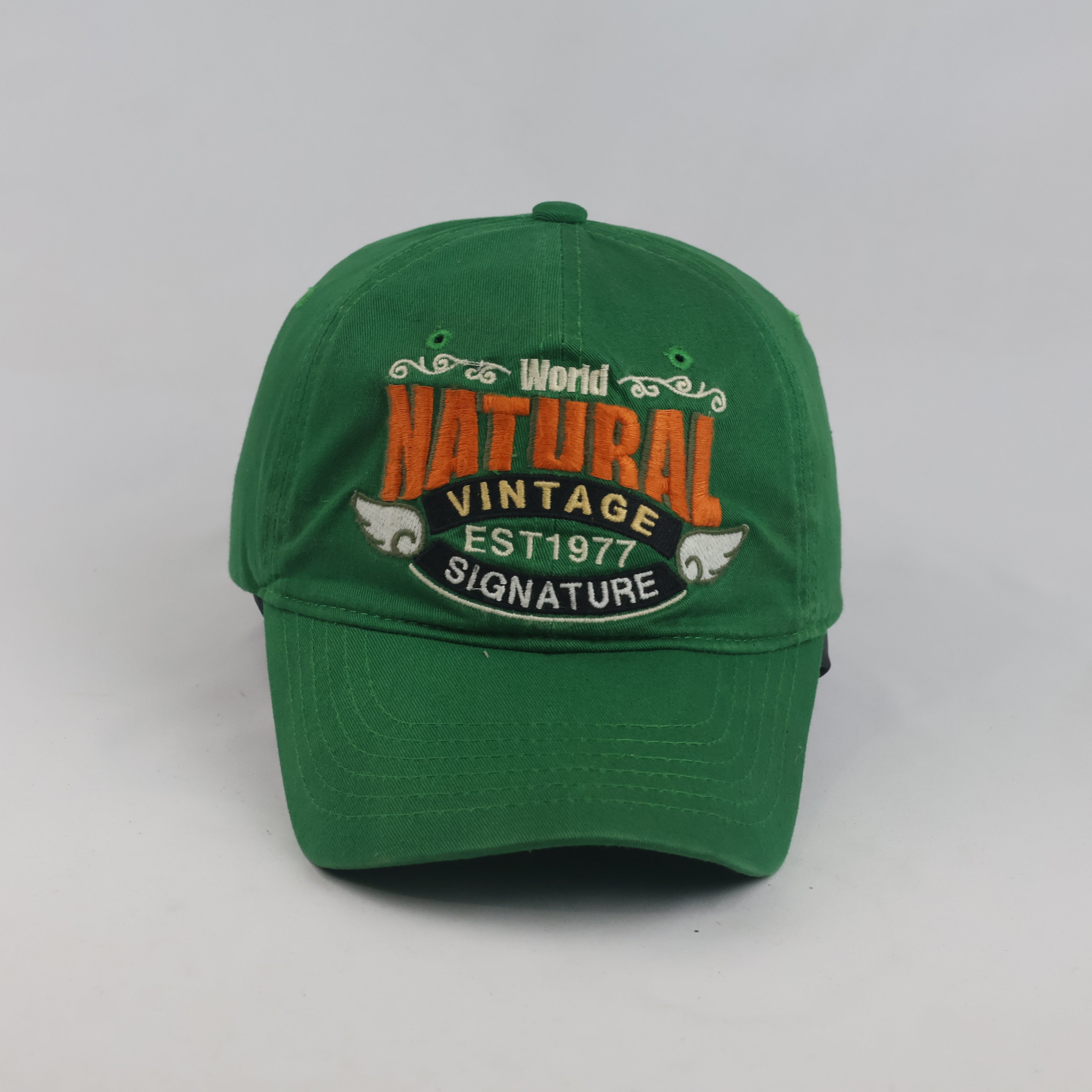 Thrifted Green & Orange "World Natural Vintage" Graphic Strapback Hat