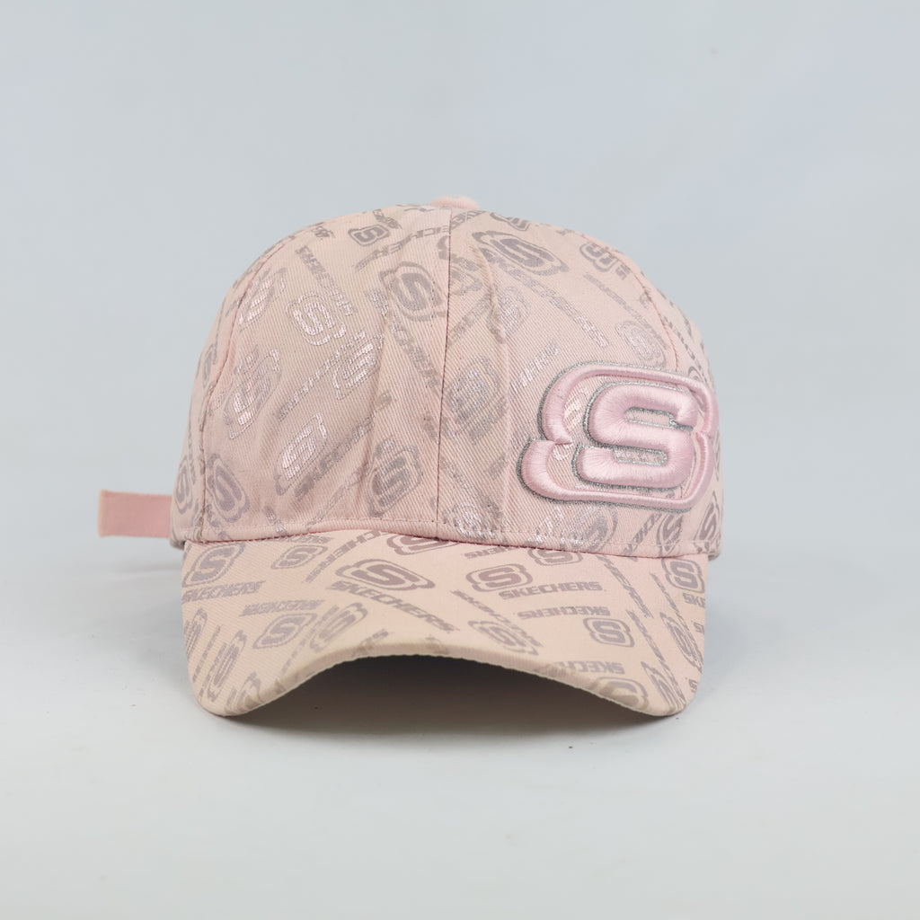 Thrifted Skechers Pink Metallic Monogram Embroidered Strapback Hat
