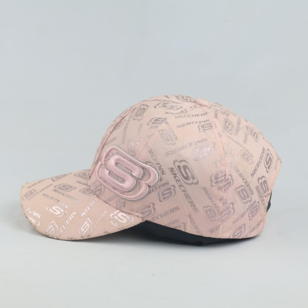 Thrifted Skechers Pink Metallic Monogram Embroidered Strapback Hat