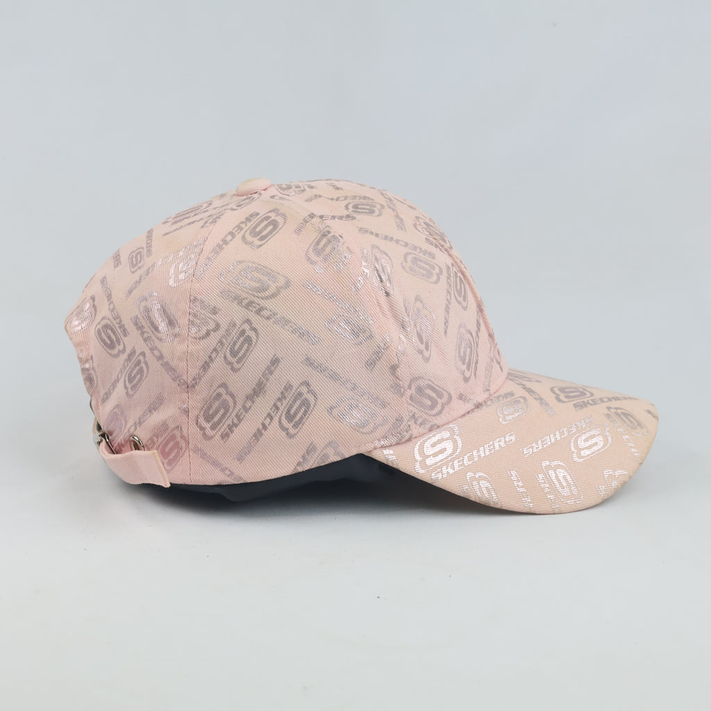 Thrifted Skechers Pink Metallic Monogram Embroidered Strapback Hat