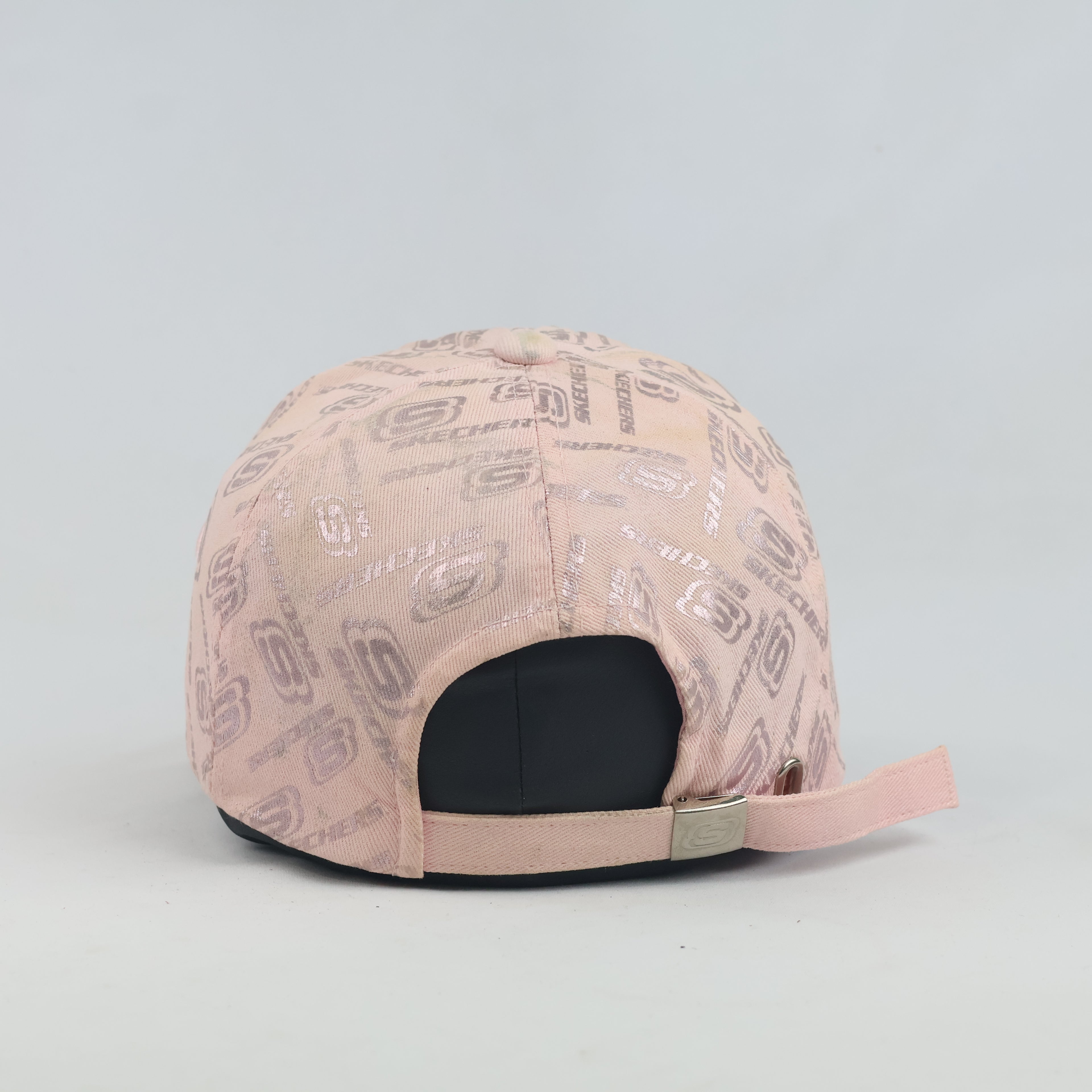 Thrifted Skechers Pink Metallic Monogram Embroidered Strapback Hat