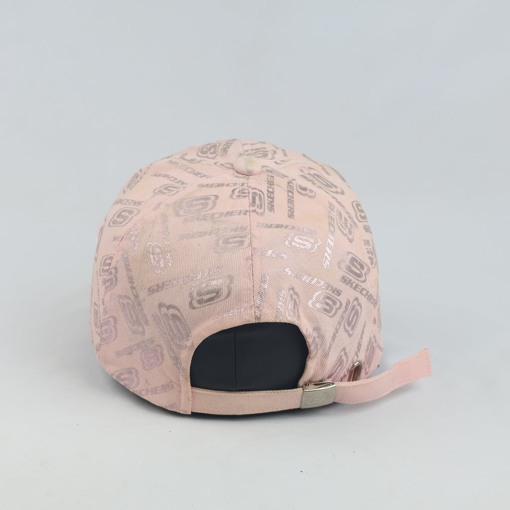 Thrifted Skechers Pink Metallic Monogram Embroidered Strapback Hat