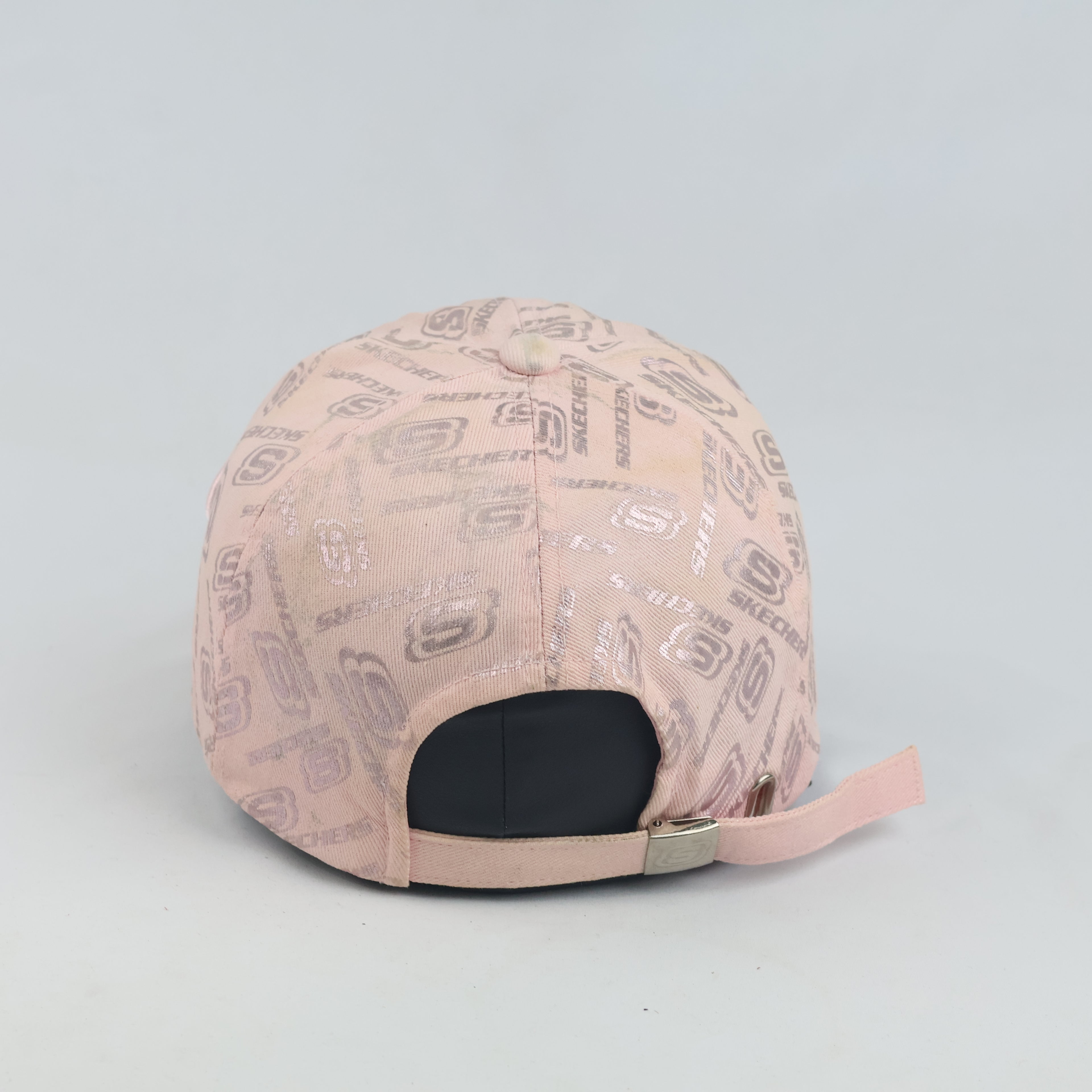 Thrifted Skechers Pink Metallic Monogram Embroidered Strapback Hat