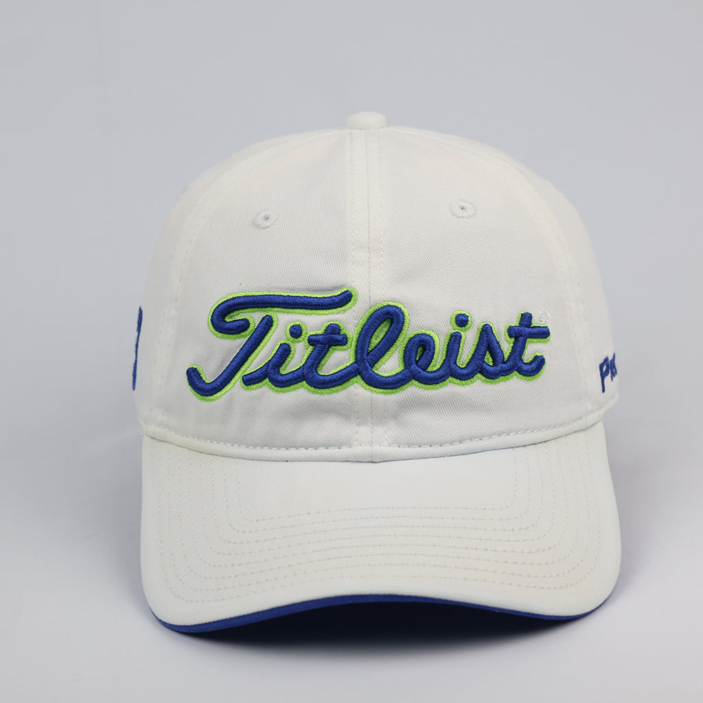 Titleist Pro V1 Golf Thrifted Cap - White & Royal Blue - Adjustable Size 56-58cm