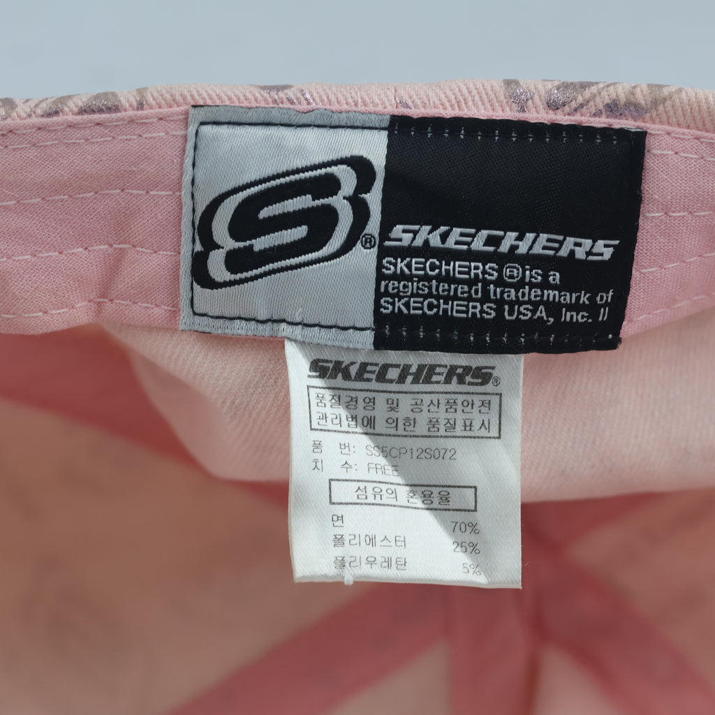 Thrifted Skechers Pink Metallic Monogram Embroidered Strapback Hat