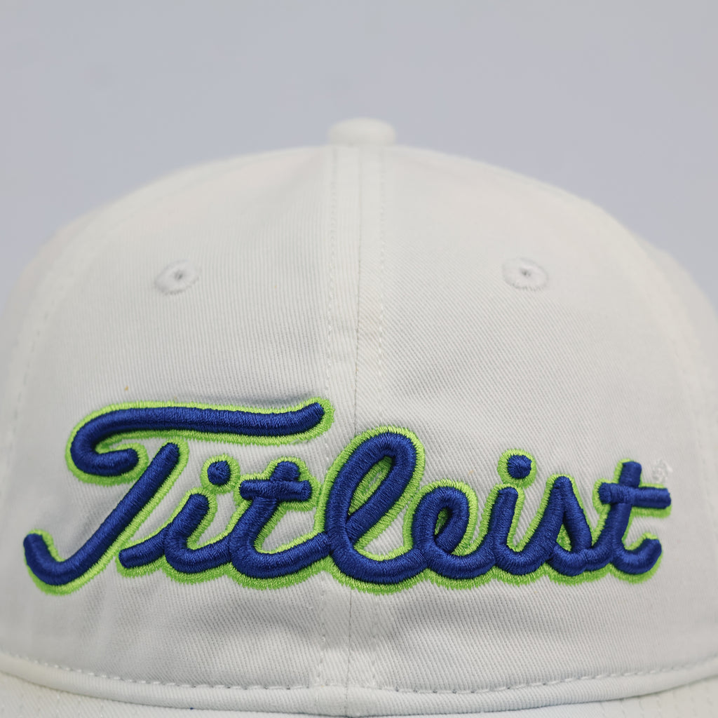 Titleist Pro V1 Golf Thrifted Cap - White & Royal Blue - Adjustable Size 56-58cm