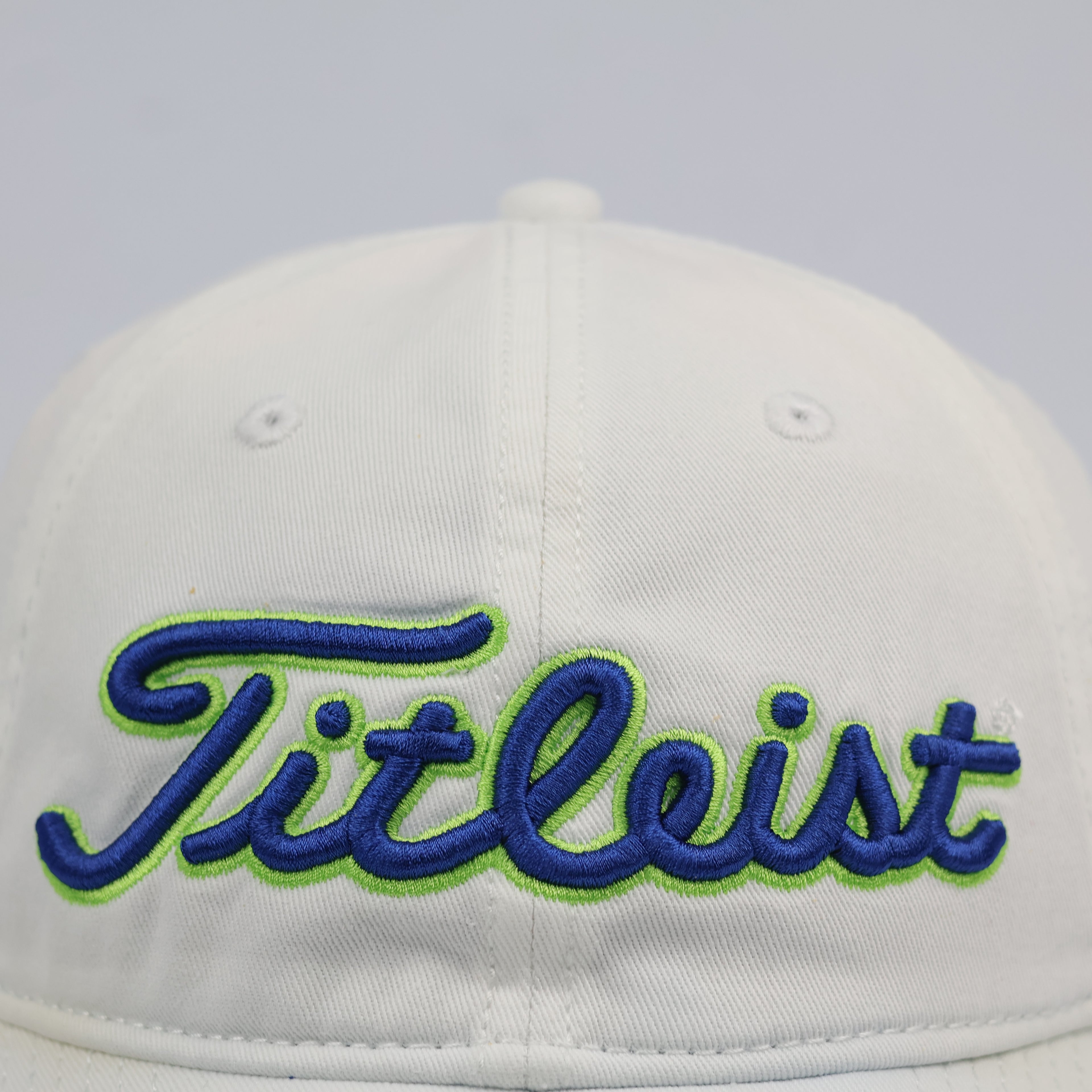 Titleist Pro V1 Golf Thrifted Cap - White & Royal Blue - Adjustable Size 56-58cm