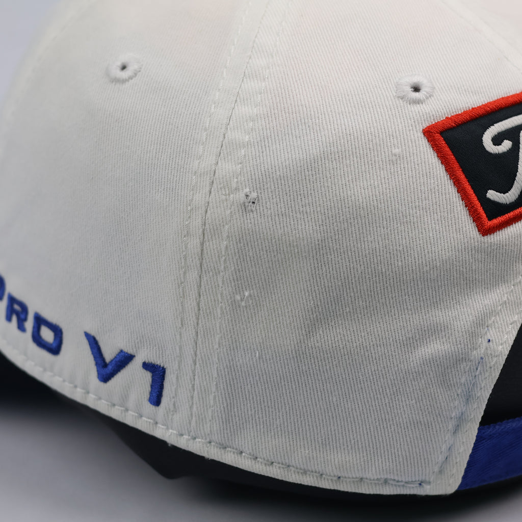 Titleist Pro V1 Golf Thrifted Cap - White & Royal Blue - Adjustable Size 56-58cm