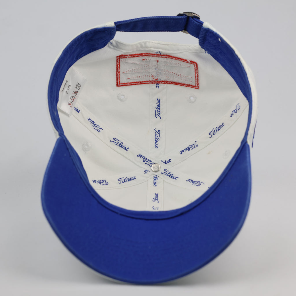 Titleist Pro V1 Golf Thrifted Cap - White & Royal Blue - Adjustable Size 56-58cm
