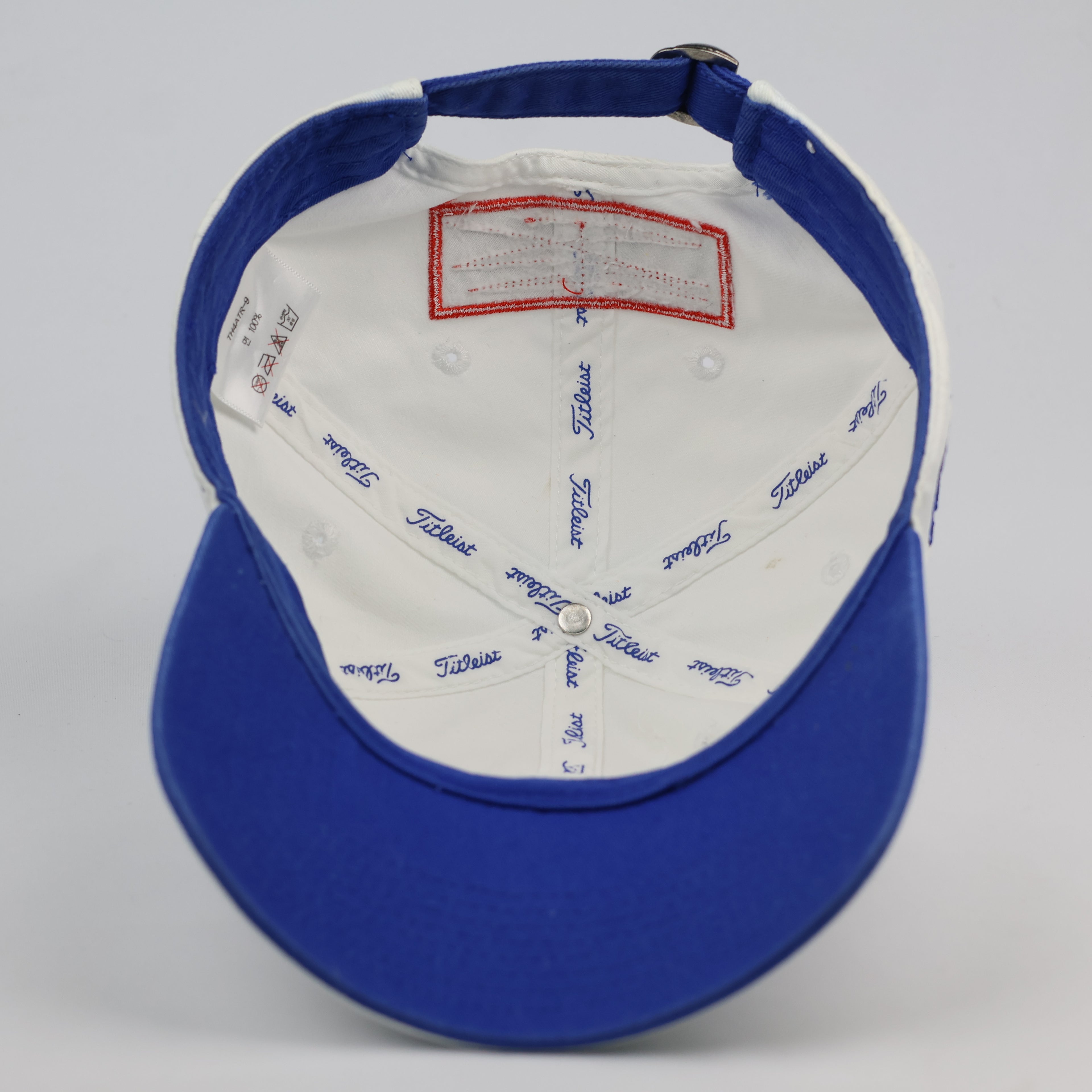 Titleist Pro V1 Golf Thrifted Cap - White & Royal Blue - Adjustable Size 56-58cm