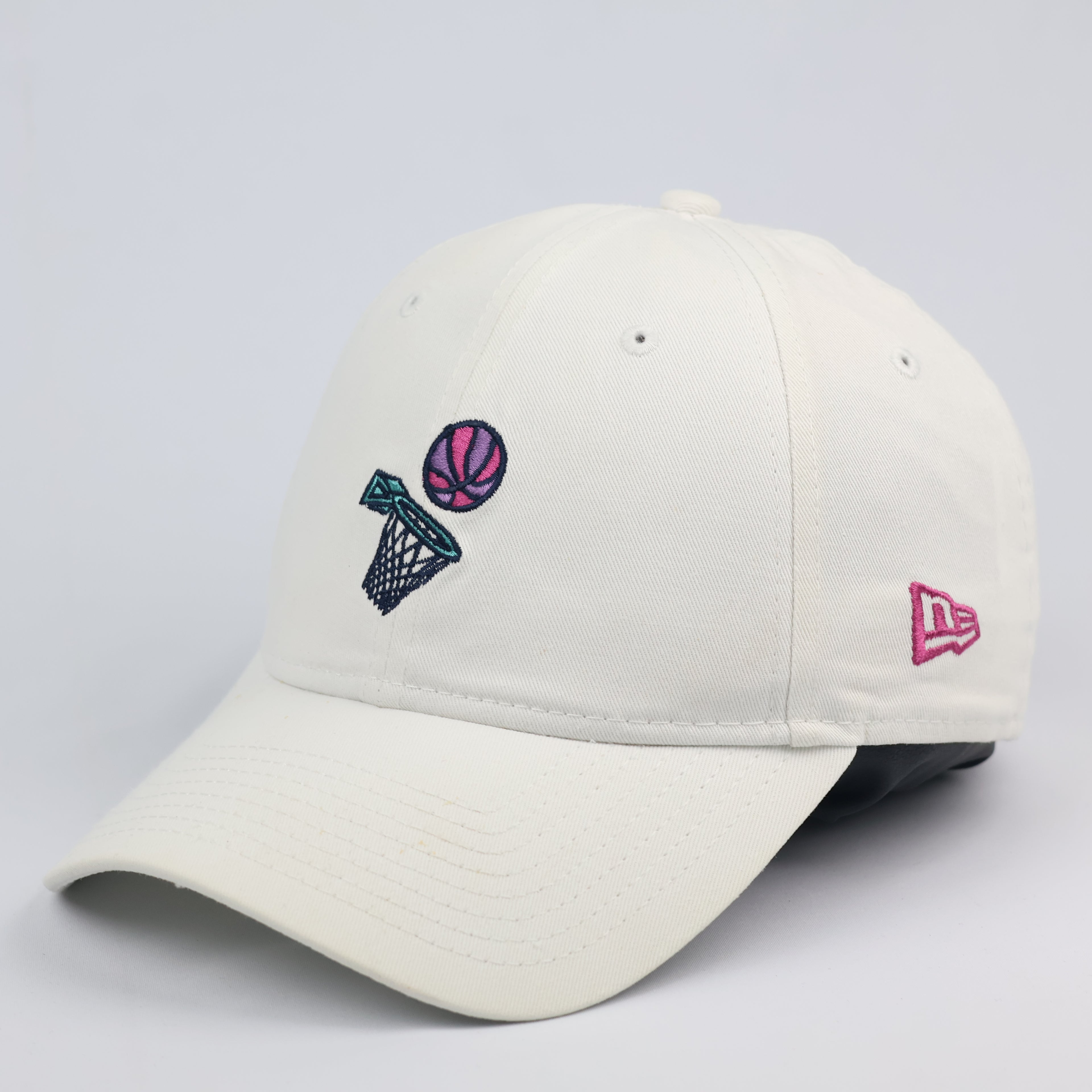 New Era 9FORTY Cream Basketball Hoop Embroidered Baseball Thrifted Cap