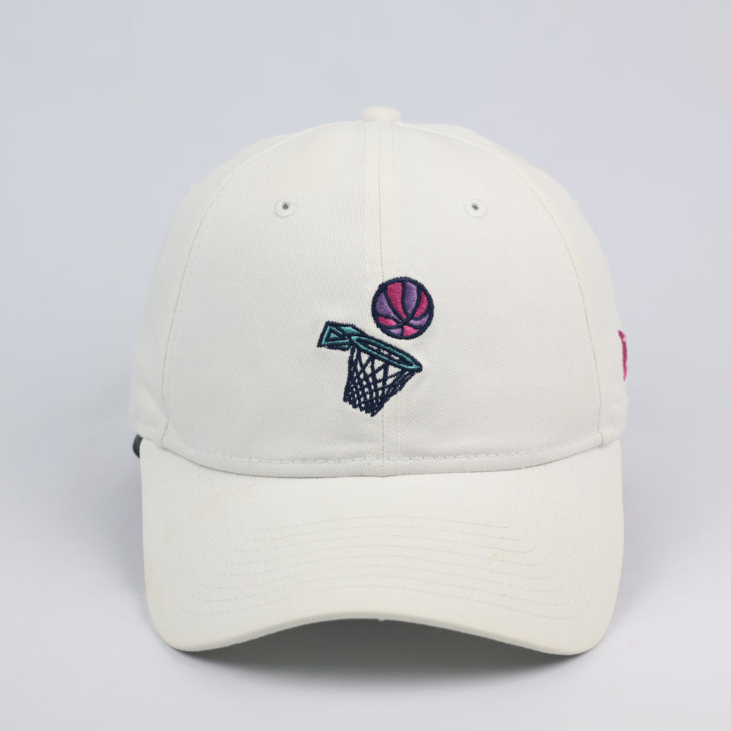 New Era 9FORTY Cream Basketball Hoop Embroidered Baseball Thrifted Cap