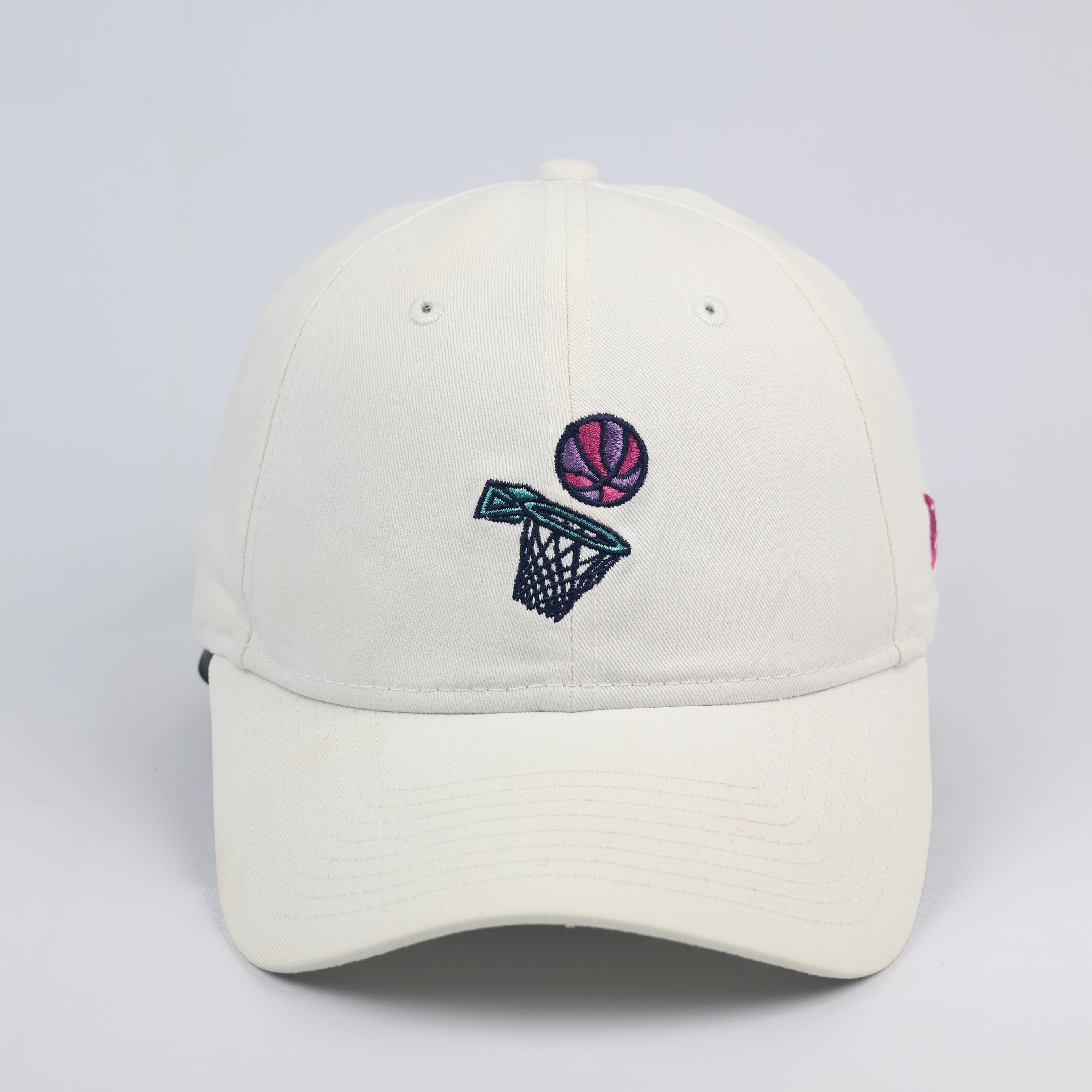New Era 9FORTY Cream Basketball Hoop Embroidered Baseball Thrifted Cap
