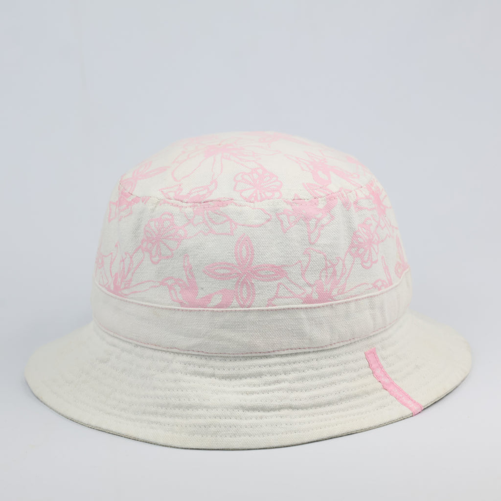 Vintage Alpine Pro Floral Print Sun Hat - White Cotton Canvas Bucket Hat