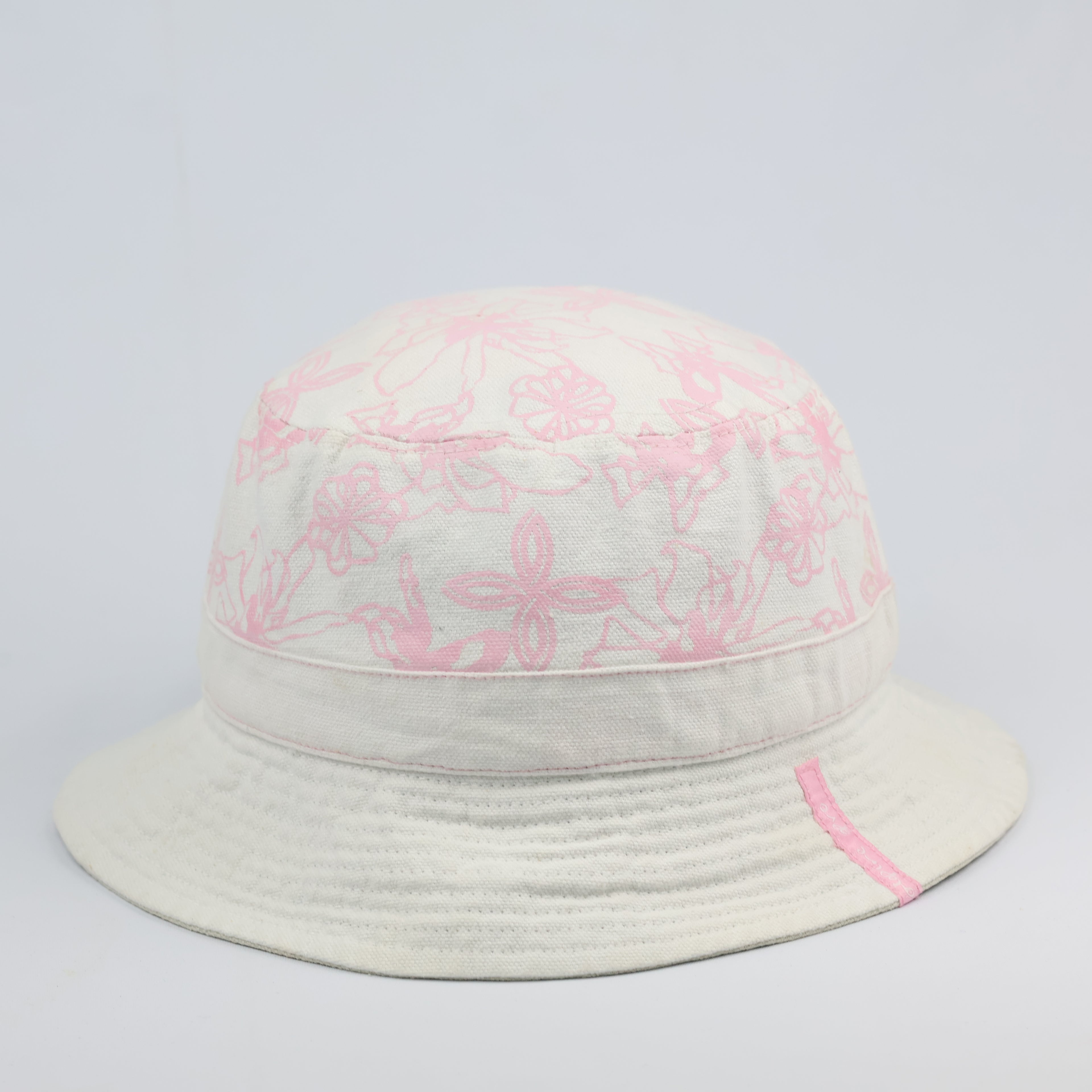Vintage Alpine Pro Floral Print Sun Hat - White Cotton Canvas Bucket Hat