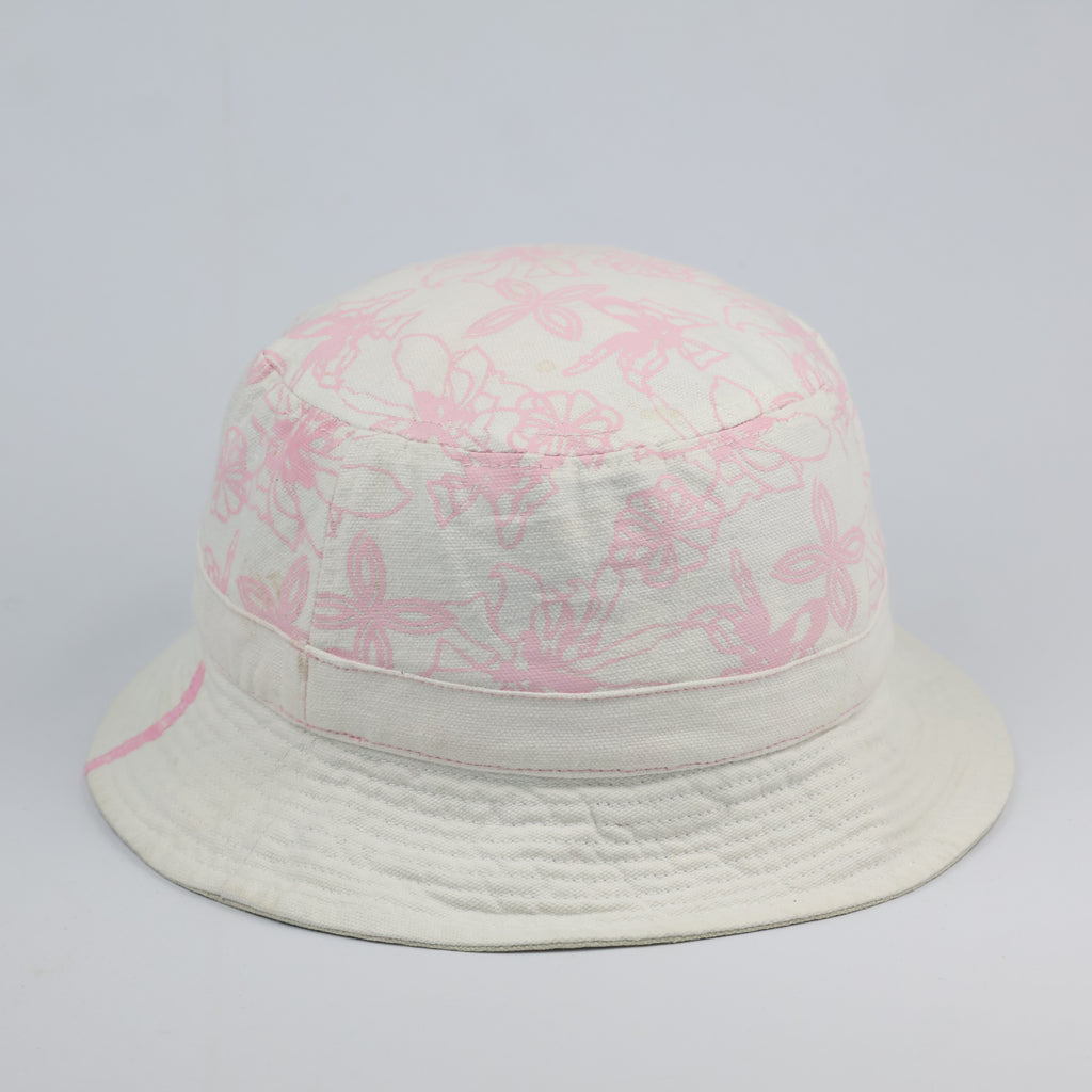 Vintage Alpine Pro Floral Print Sun Hat - White Cotton Canvas Bucket Hat