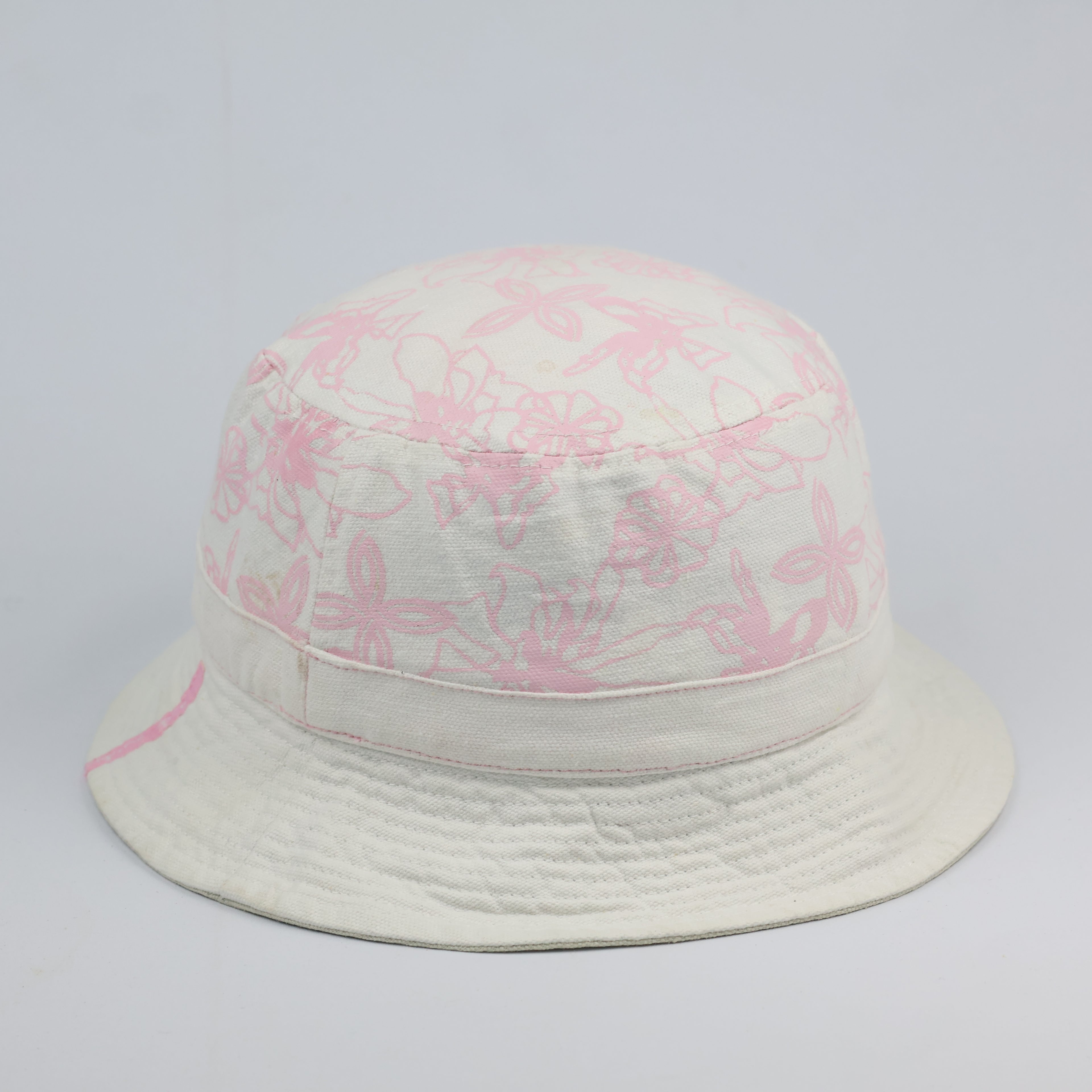 Vintage Alpine Pro Floral Print Sun Hat - White Cotton Canvas Bucket Hat