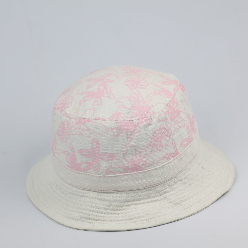 Vintage Alpine Pro Floral Print Sun Hat - White Cotton Canvas Bucket Hat