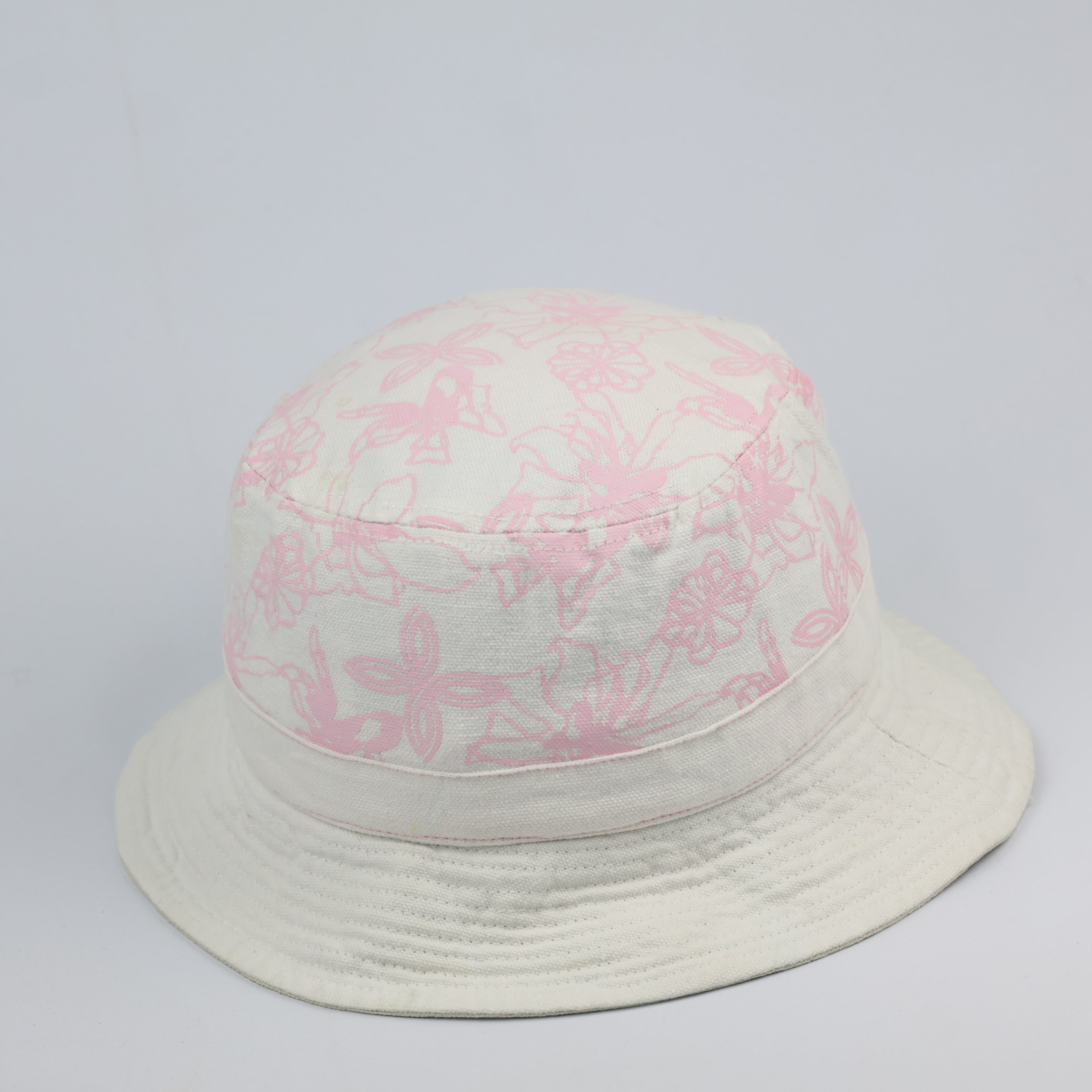 Vintage Alpine Pro Floral Print Sun Hat - White Cotton Canvas Bucket Hat