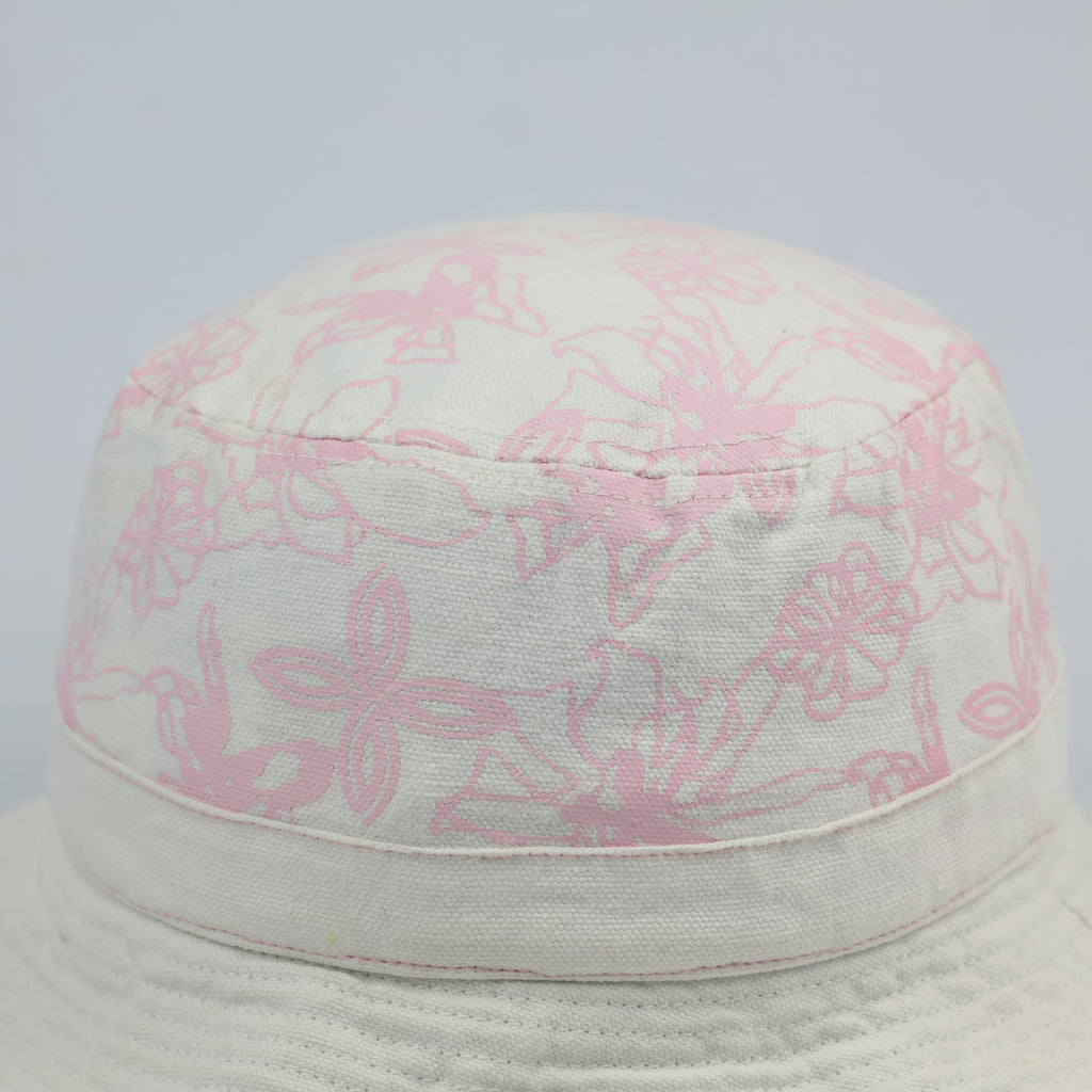 Vintage Alpine Pro Floral Print Sun Hat - White Cotton Canvas Bucket Hat